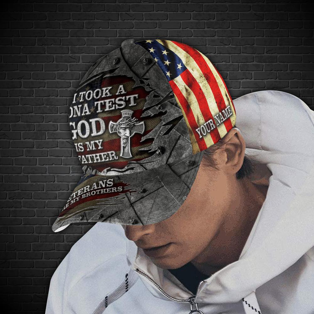 Adeenyc Veteran Cap Personalized Your Name, I Took A DNA Test, USA Cap, Veteran Gifts Trucker Hats Custom Hats Gifts For Men & Women