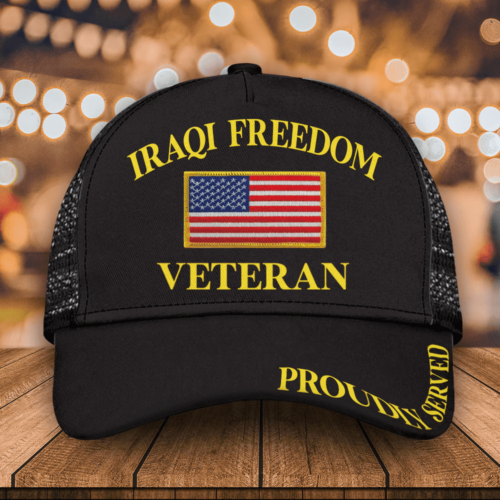 Adeenyc Veteran Custom Cap Proudly Served Personalized Gift Trucker Hats Custom Hats Gifts For Men & Women