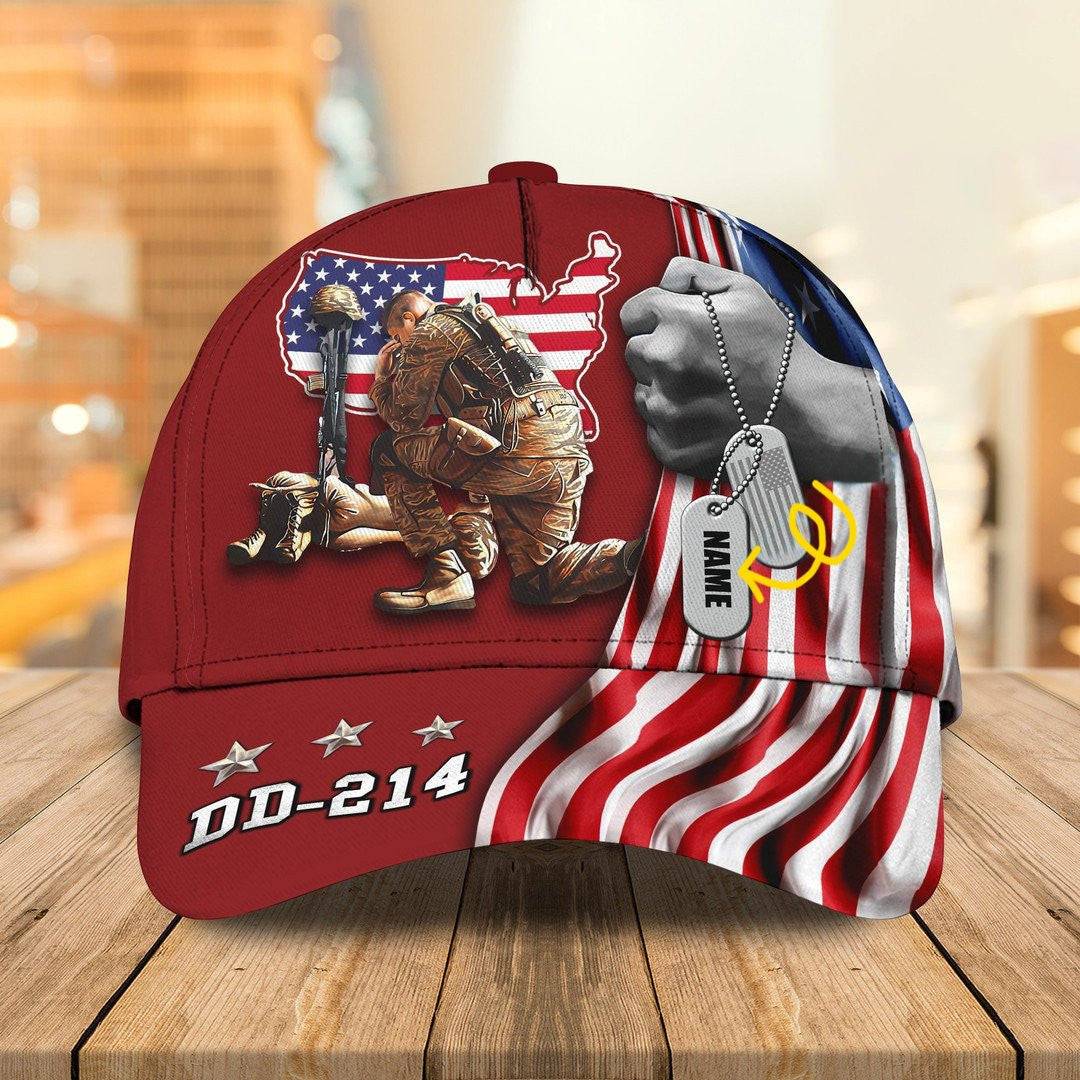 Adeenyc Veteran DD214 - Personalized Name All Over Print Classic Cap Trucker Hats Custom Hats Gifts For Men & Women