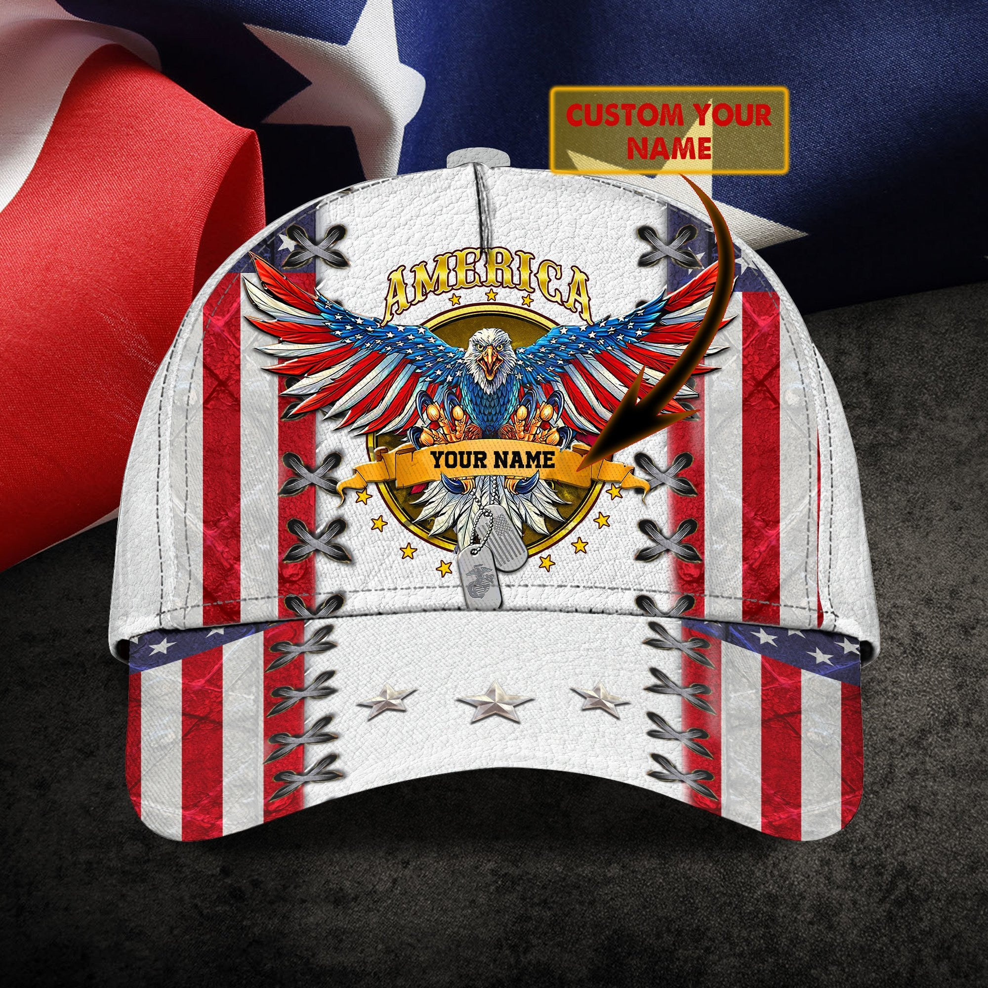 Adeenyc Veteran Personalized Name All Over Print Classic Cap Trucker Hats Custom Hats Gifts For Men & Women