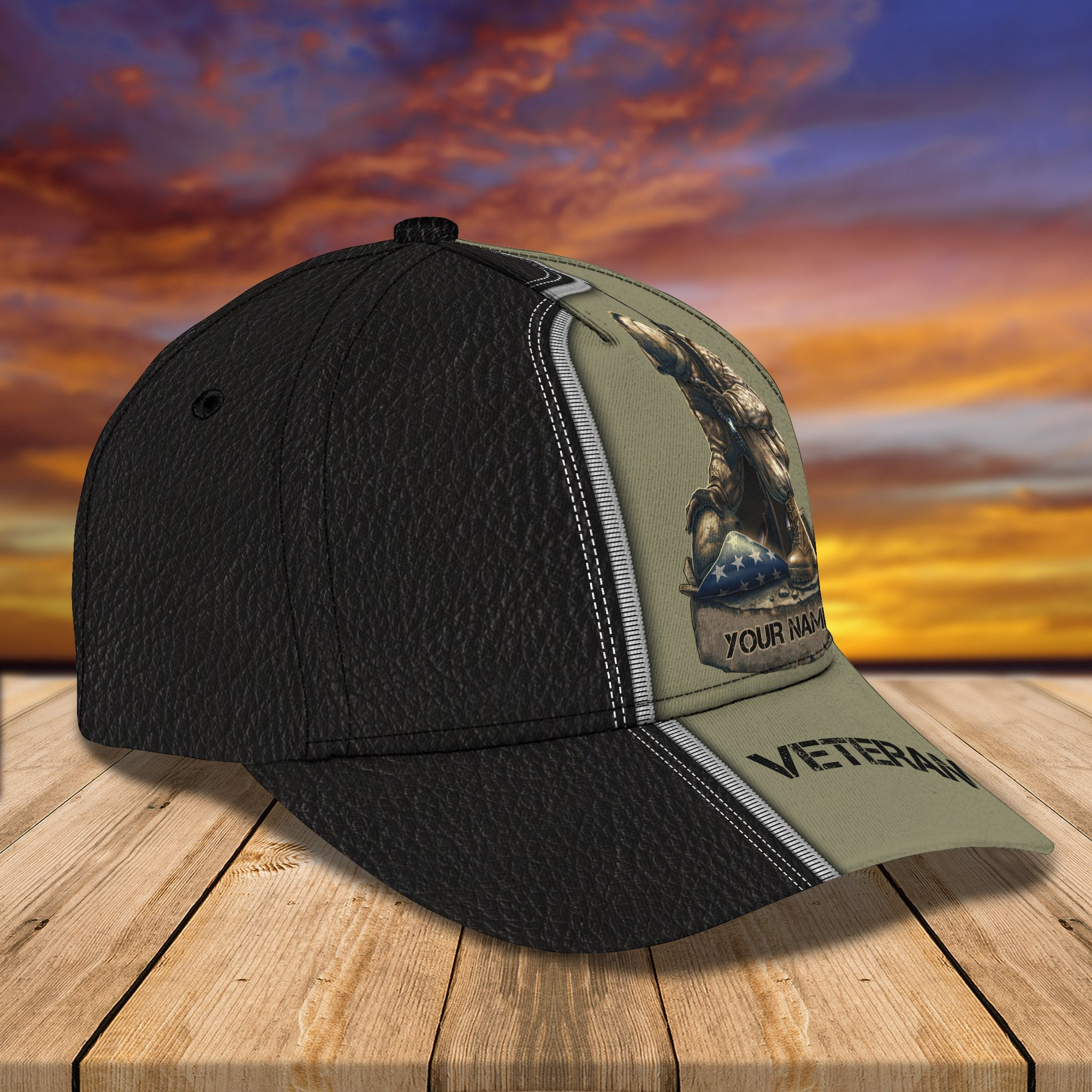 Adeenyc Veteran Personalized Name All Over Print Classic Cap Trucker Hats Custom Hats Gifts For Men & Women