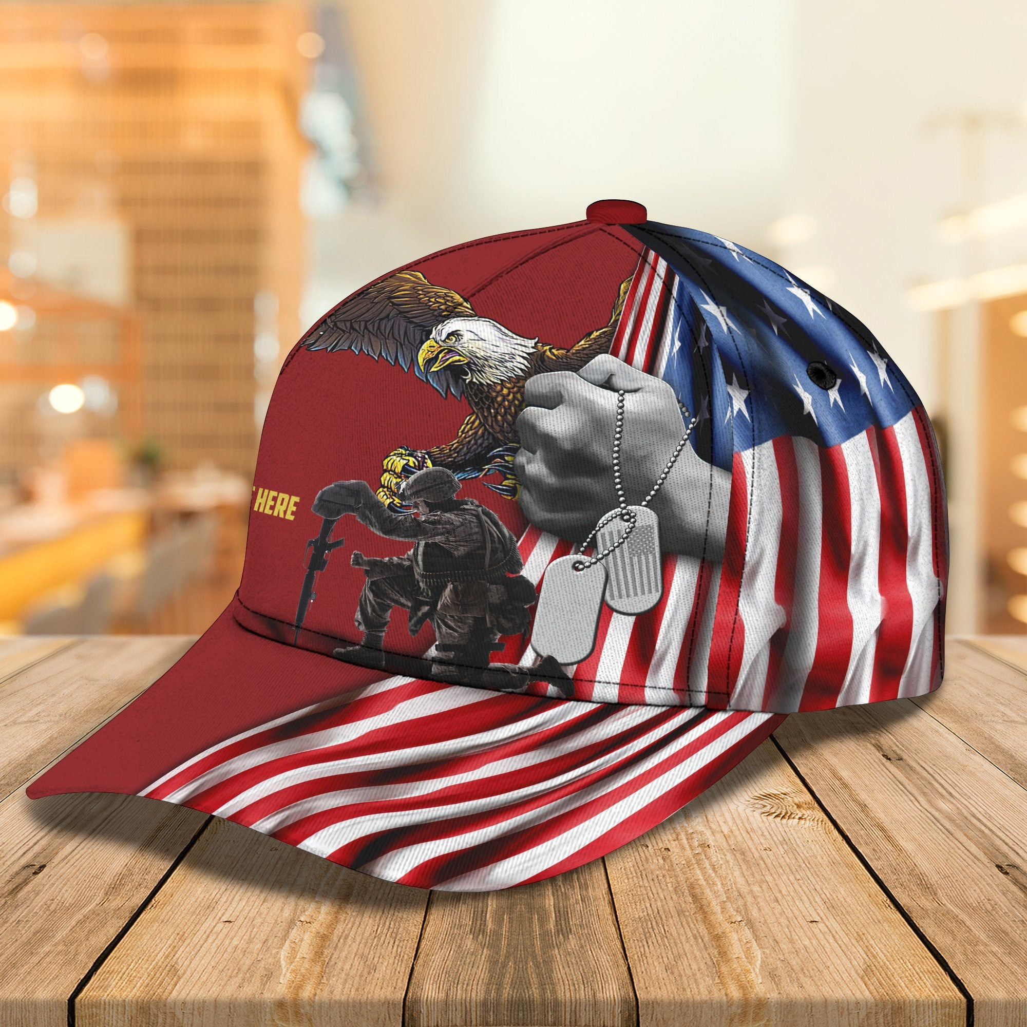 Adeenyc Veteran Personalized Name All Over Print Classic Cap Trucker Hats Custom Hats Gifts For Men & Women