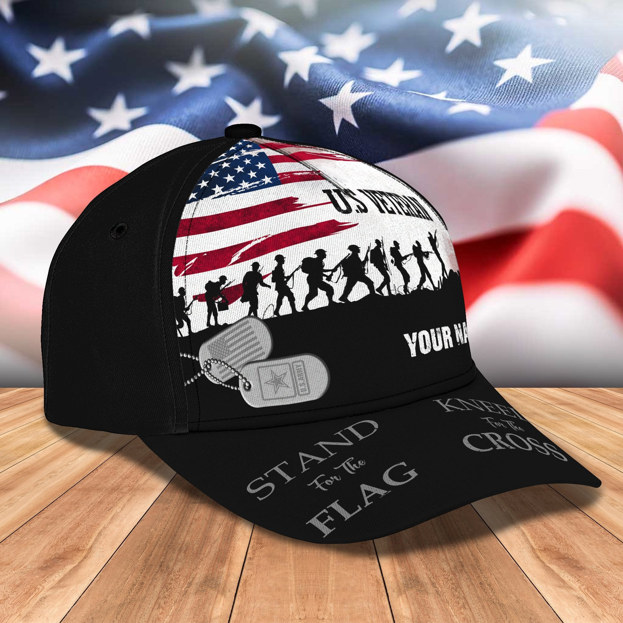 Adeenyc Veteran - Personalized Name All Over Print Classic Cap Trucker Hats Custom Hats Gifts For Men & Women