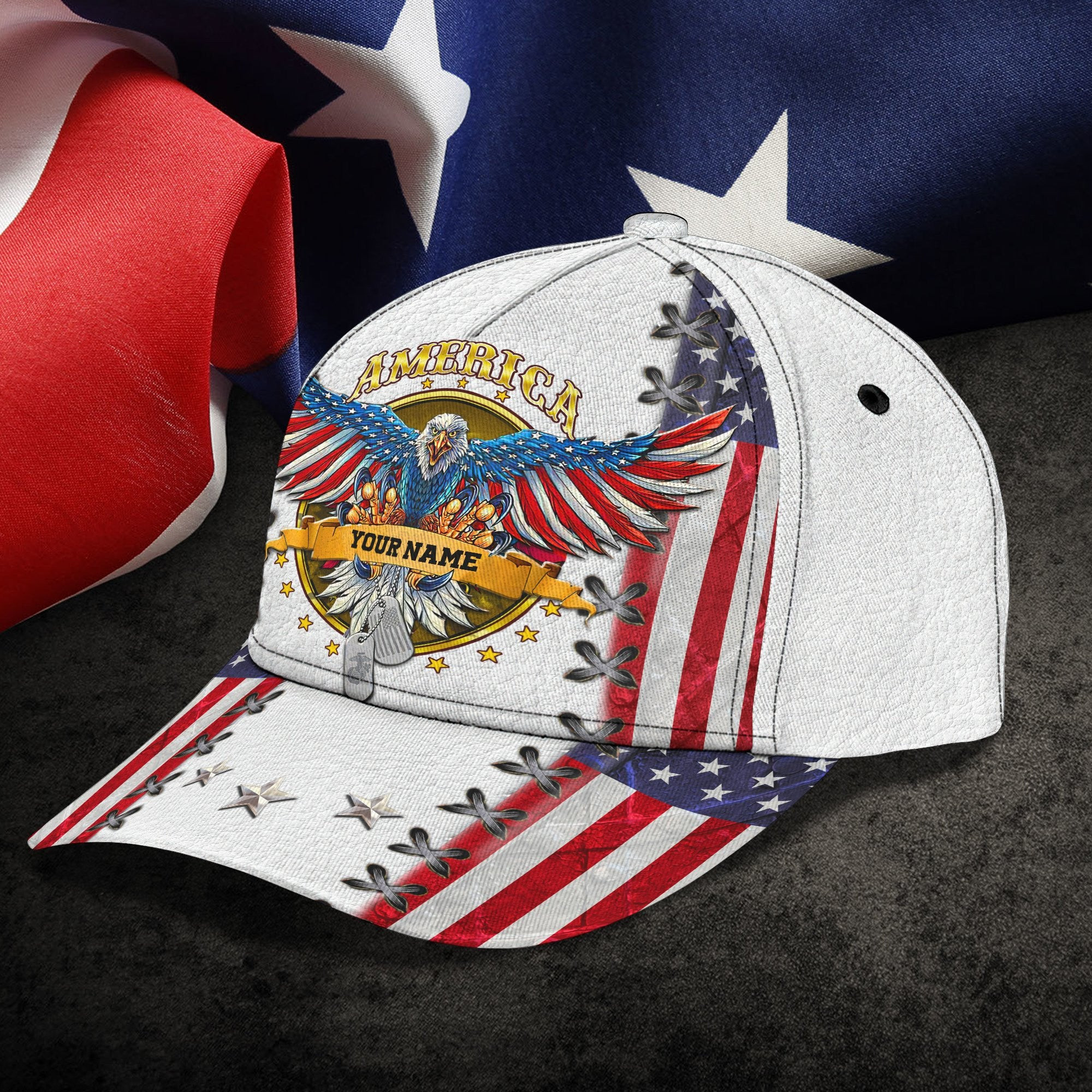 Adeenyc Veteran Personalized Name All Over Print Classic Cap Trucker Hats Custom Hats Gifts For Men & Women