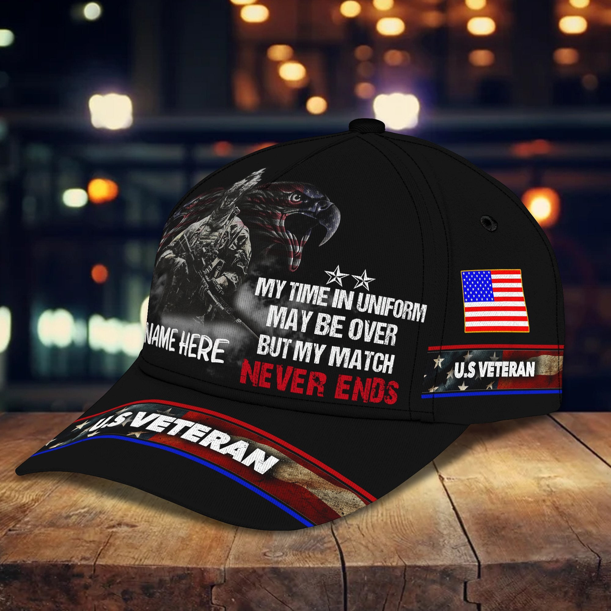 Adeenyc Veteran Personalized Name All Over Print Classic Cap Trucker Hats Custom Hats Gifts For Men & Women