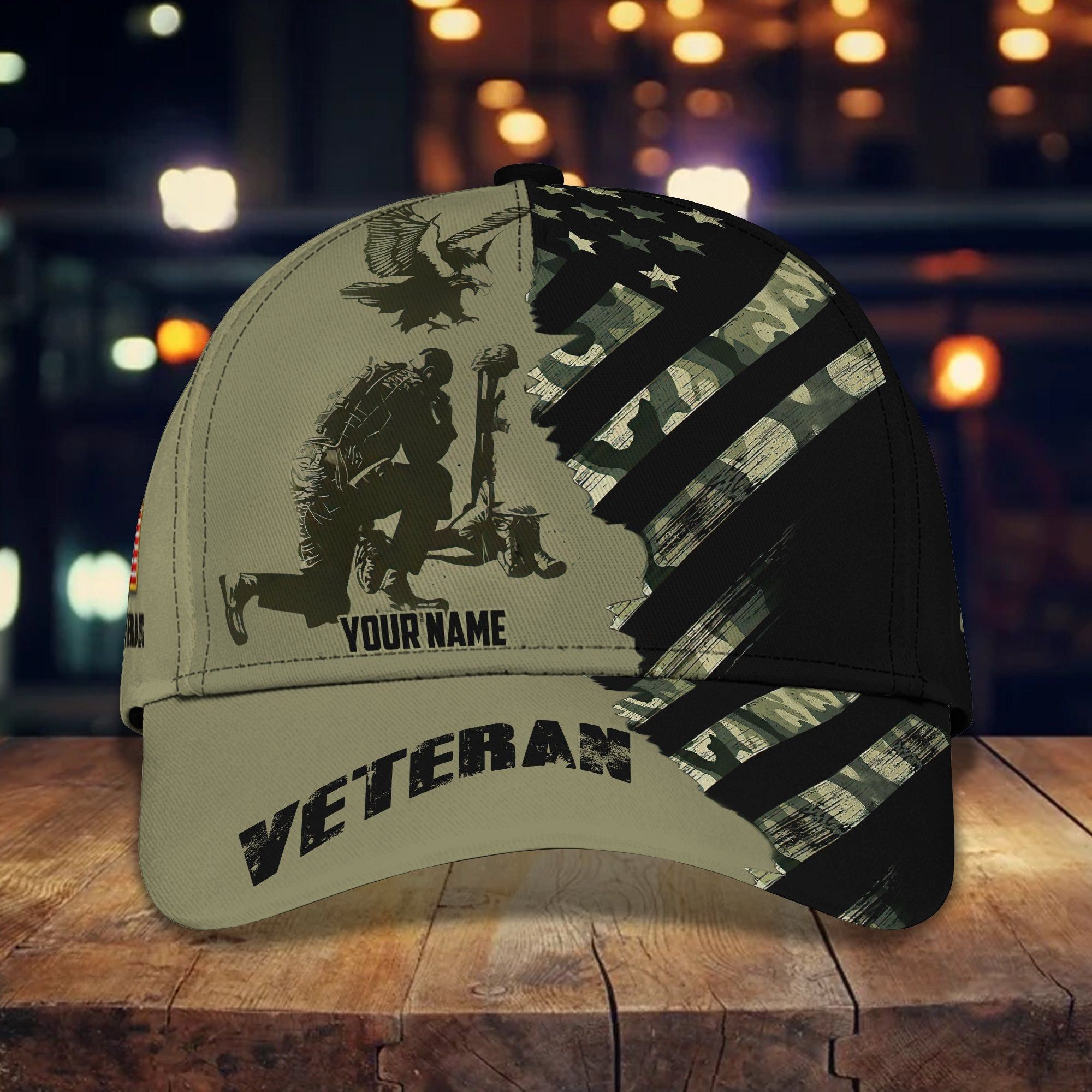 Adeenyc Veteran Personalized Name All Over Print Classic Cap Trucker Hats Custom Hats Gifts For Men & Women