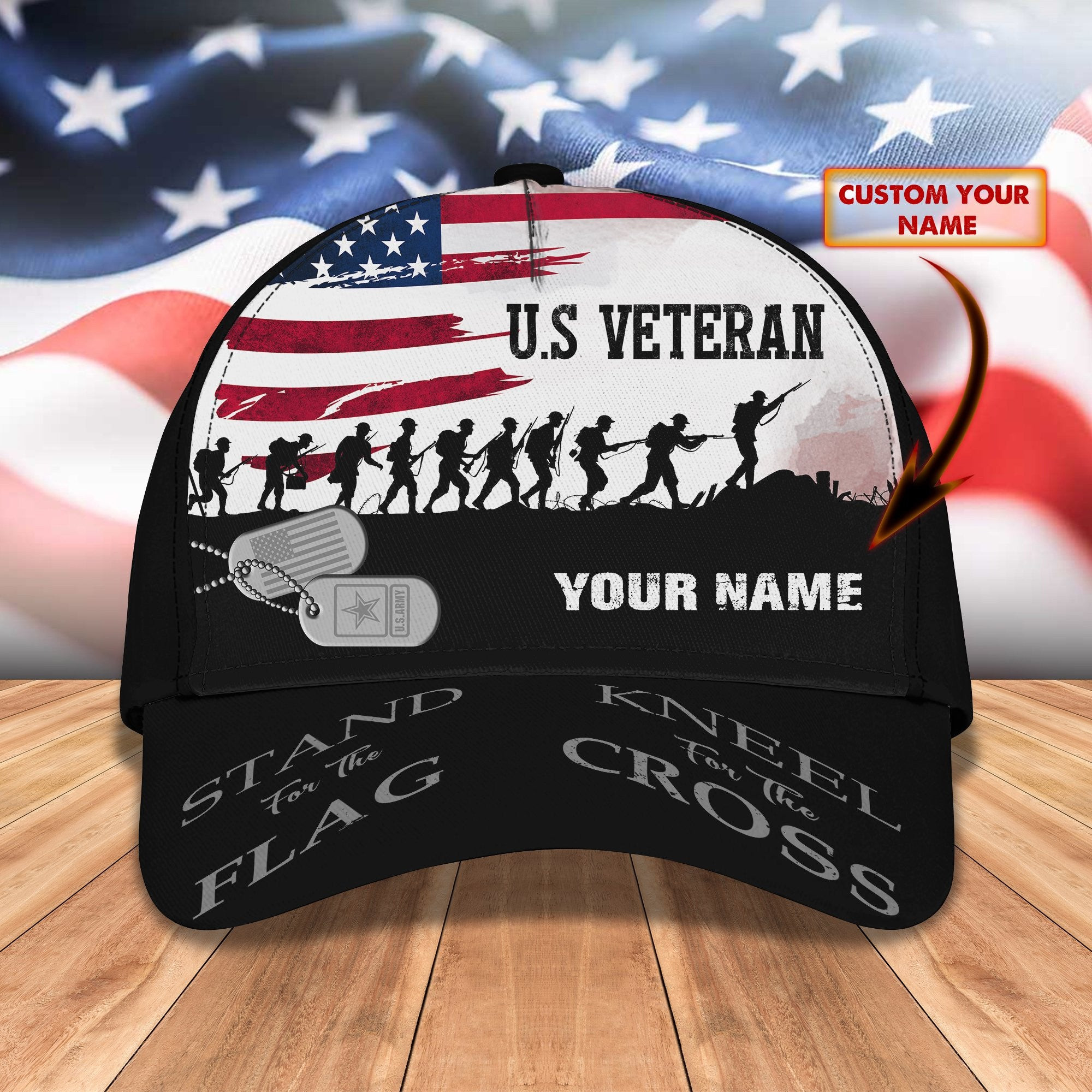 Adeenyc Veteran - Personalized Name All Over Print Classic Cap Trucker Hats Custom Hats Gifts For Men & Women