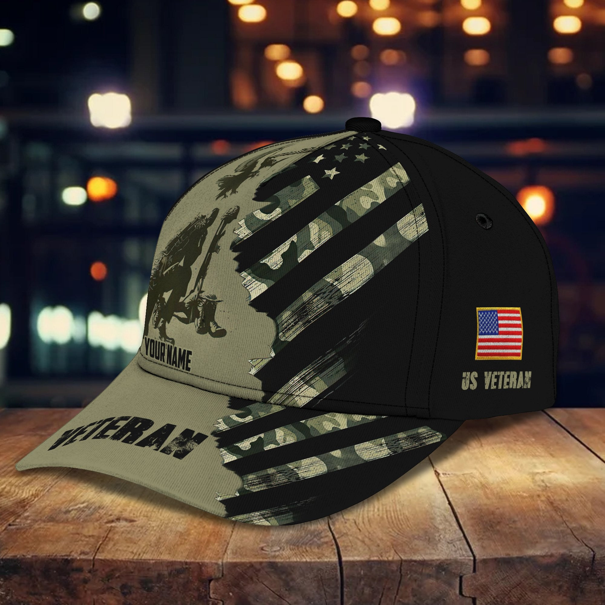 Adeenyc Veteran Personalized Name All Over Print Classic Cap Trucker Hats Custom Hats Gifts For Men & Women