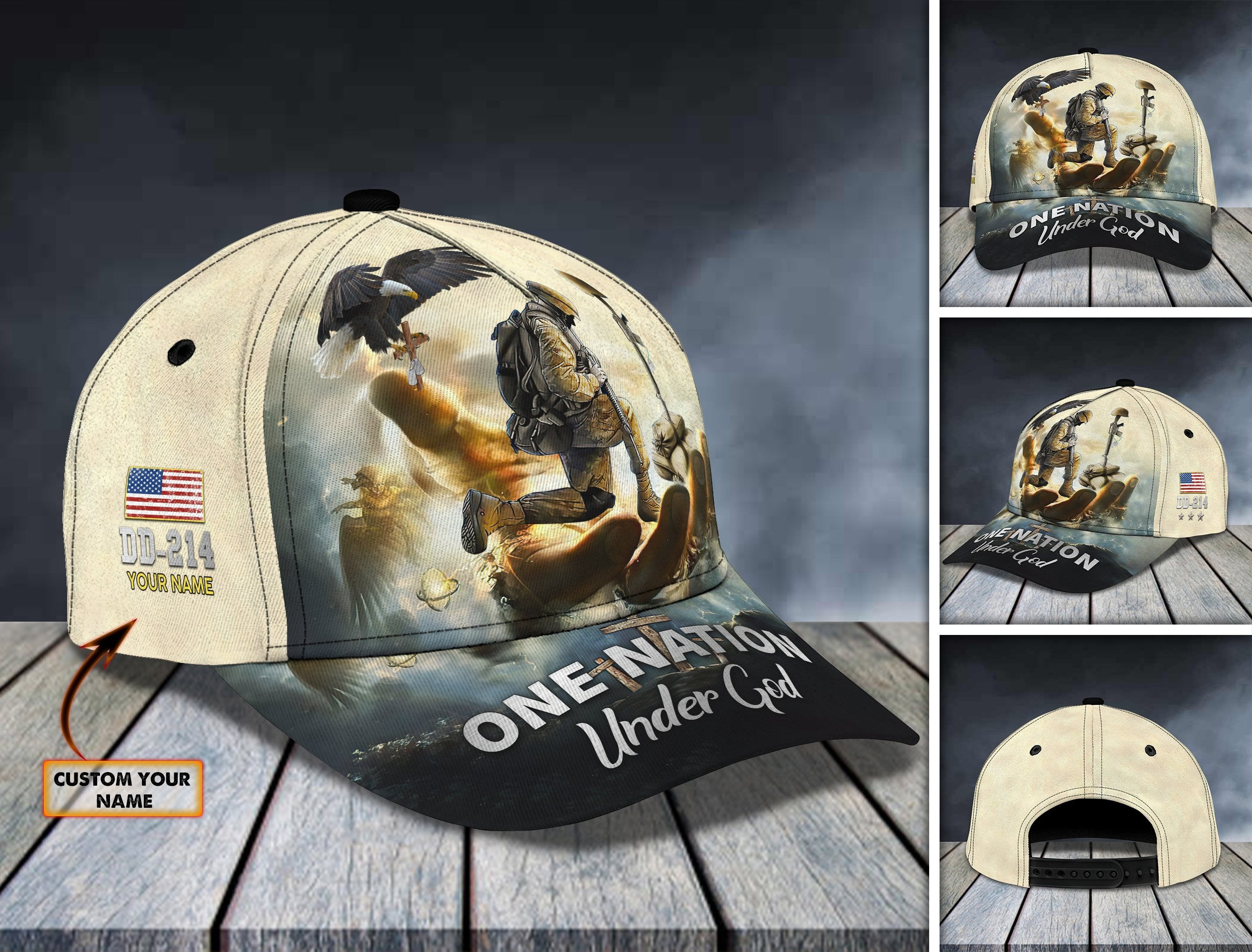 Adeenyc Veteran - Personalized Name All Over Print Classic Cap Trucker Hats Custom Hats Gifts For Men & Women