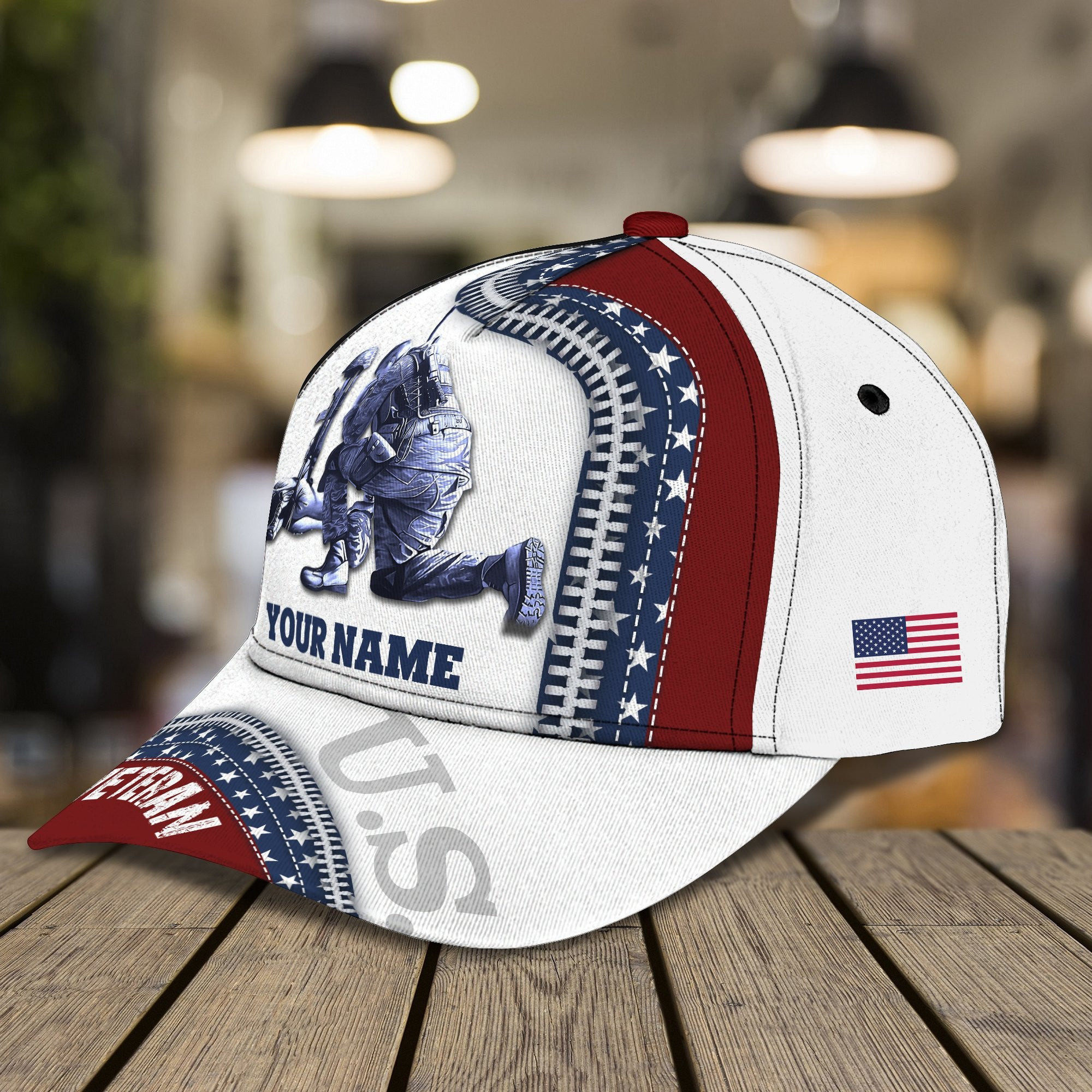 Adeenyc Veteran - Personalized Name All Over Print Classic Cap Trucker Hats Custom Hats Gifts For Men & Women
