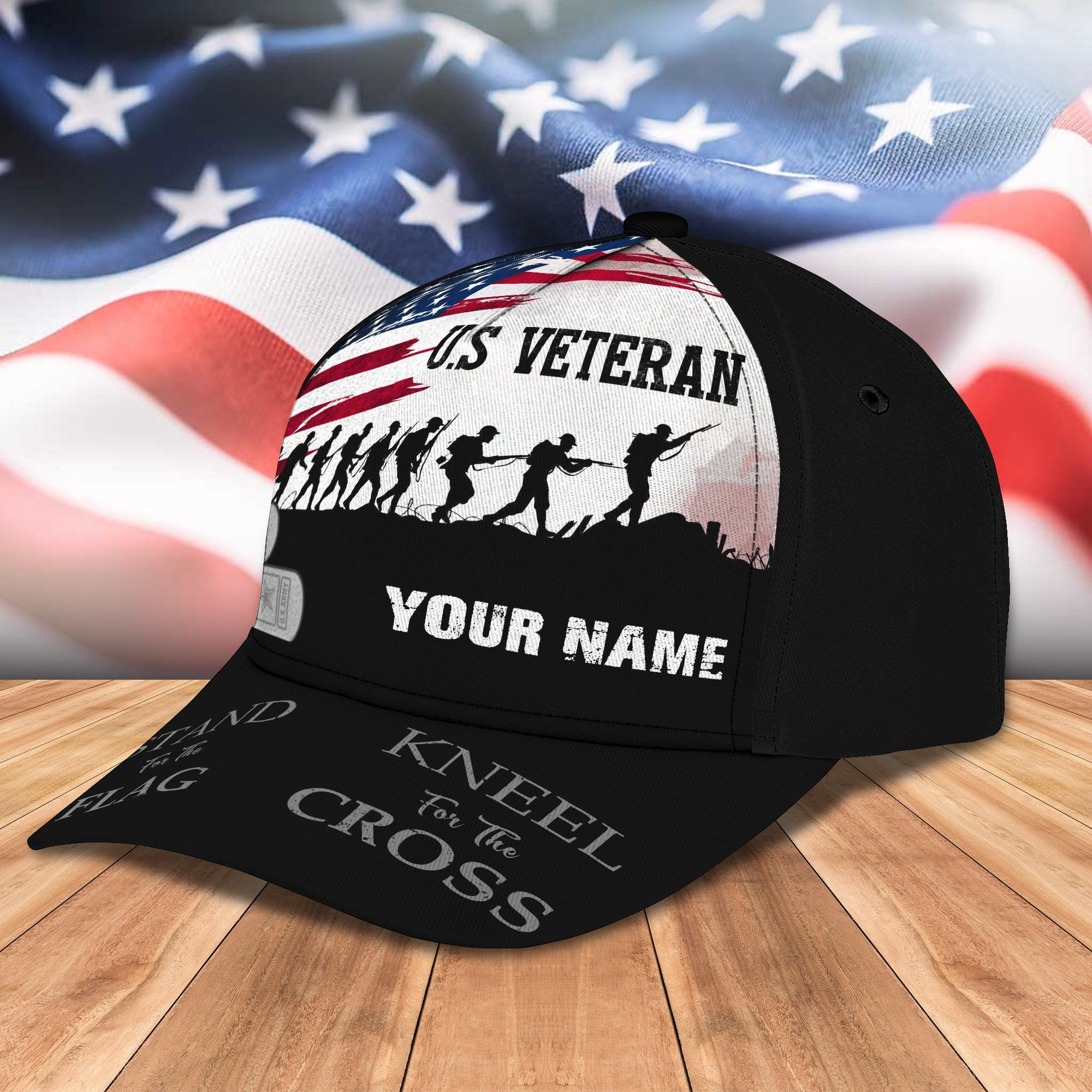 Adeenyc Veteran - Personalized Name All Over Print Classic Cap Trucker Hats Custom Hats Gifts For Men & Women