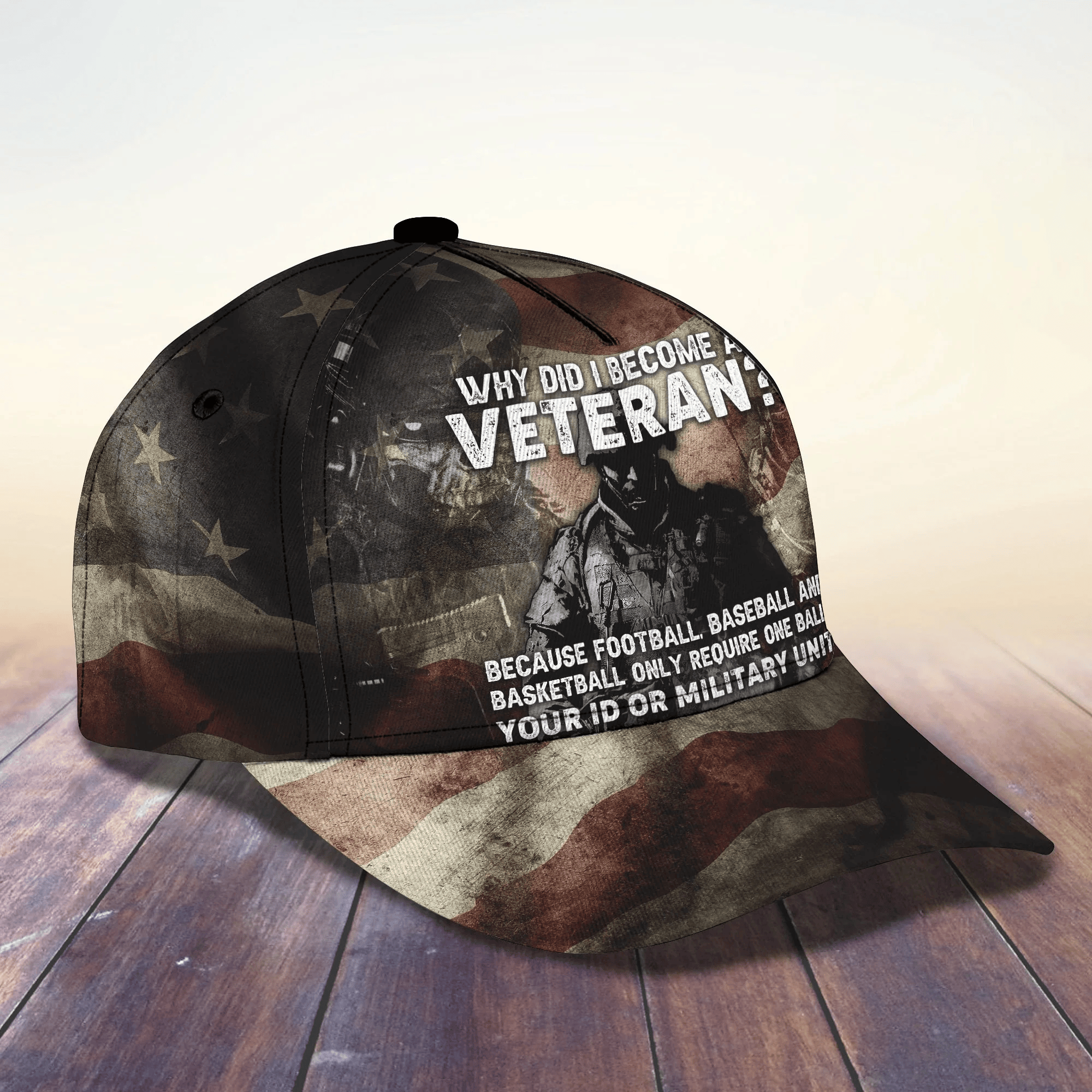 Adeenyc Veteran Personalized Name Cap, Why Did I Become A Veteran 3D Hat Trucker Hats Custom Hats Gifts For Men & Women