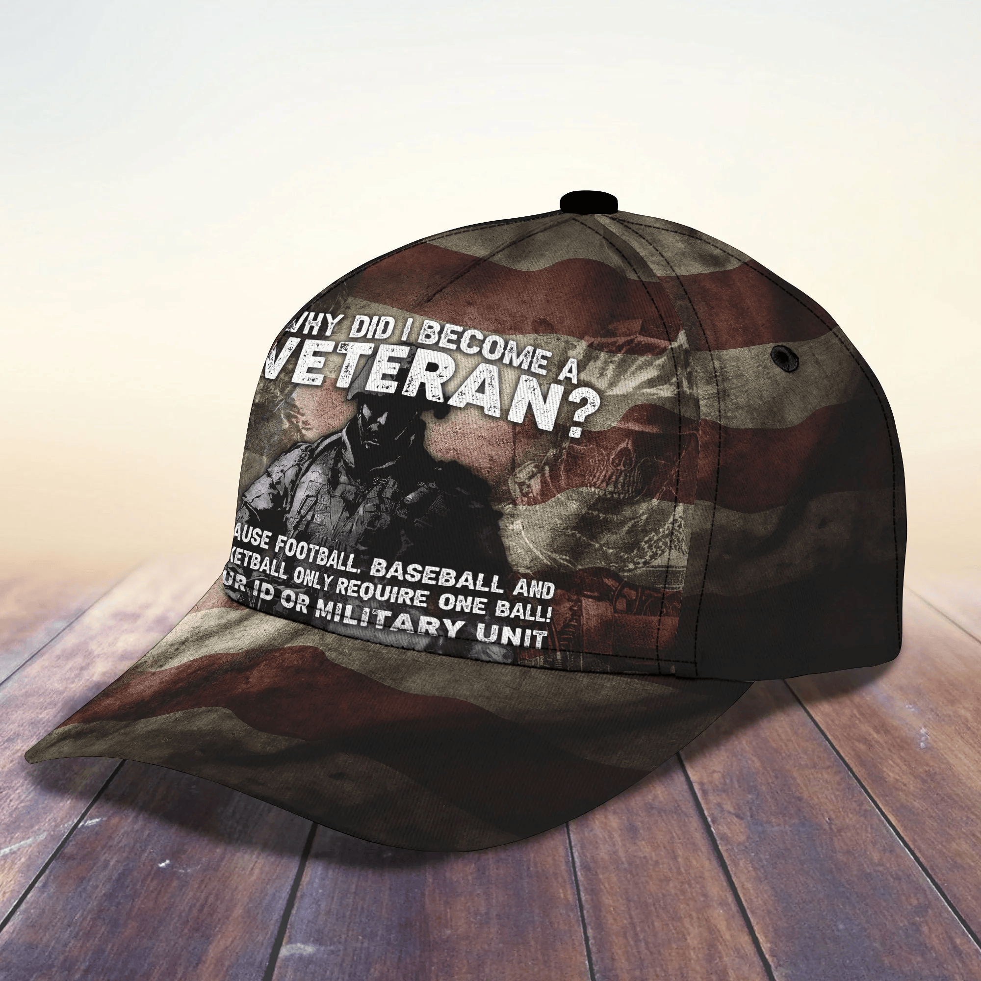 Adeenyc Veteran Personalized Name Cap, Why Did I Become A Veteran 3D Hat Trucker Hats Custom Hats Gifts For Men & Women