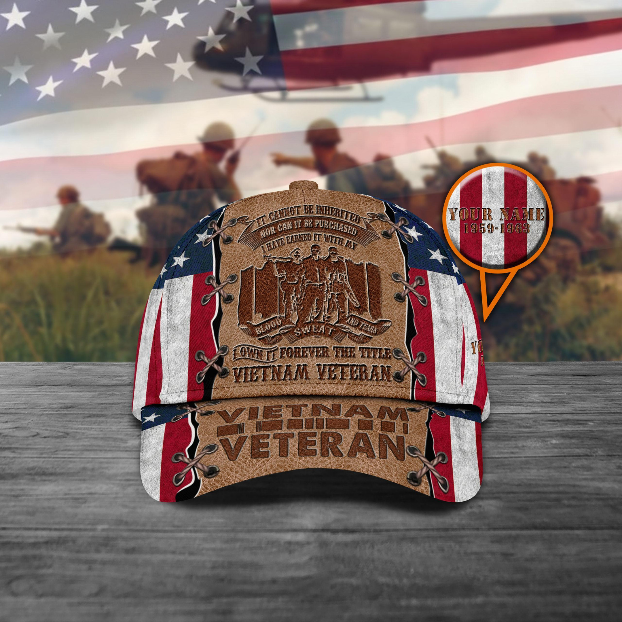 Adeenyc Viet Nam Veteran Cap Custom Name And Year In Viet Nam, Gift For Veteran, Memorial Day Trucker Hats Custom Hats Gifts For Men & Women
