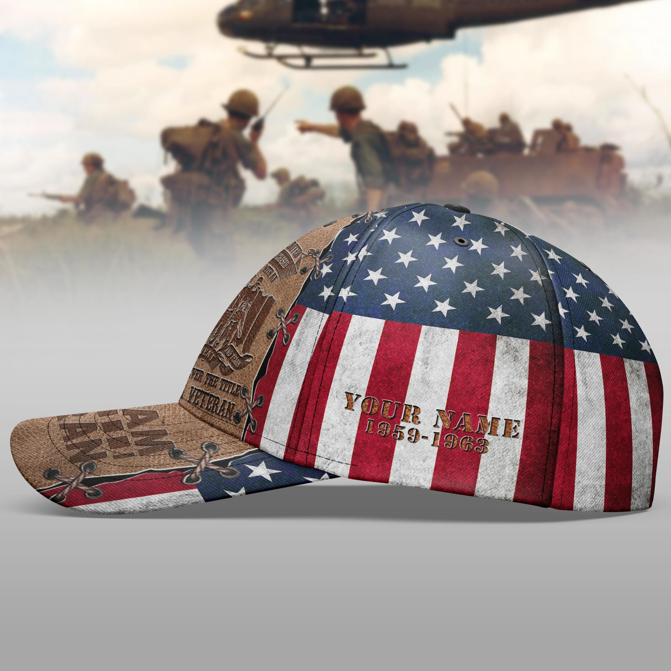 Adeenyc Viet Nam Veteran Cap Custom Name And Year In Viet Nam, Gift For Veteran, Memorial Day Trucker Hats Custom Hats Gifts For Men & Women
