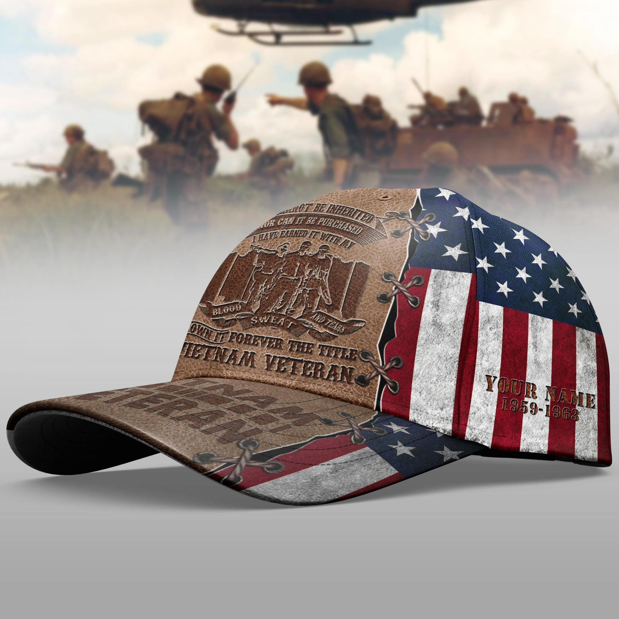 Adeenyc Viet Nam Veteran Cap Custom Name And Year In Viet Nam, Gift For Veteran, Memorial Day Trucker Hats Custom Hats Gifts For Men & Women