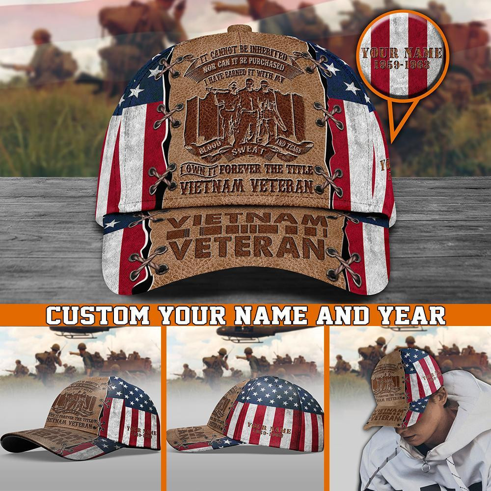 Adeenyc Viet Nam Veteran Cap Custom Name And Year In Viet Nam, Gift For Veteran, Memorial Day Trucker Hats Custom Hats Gifts For Men & Women