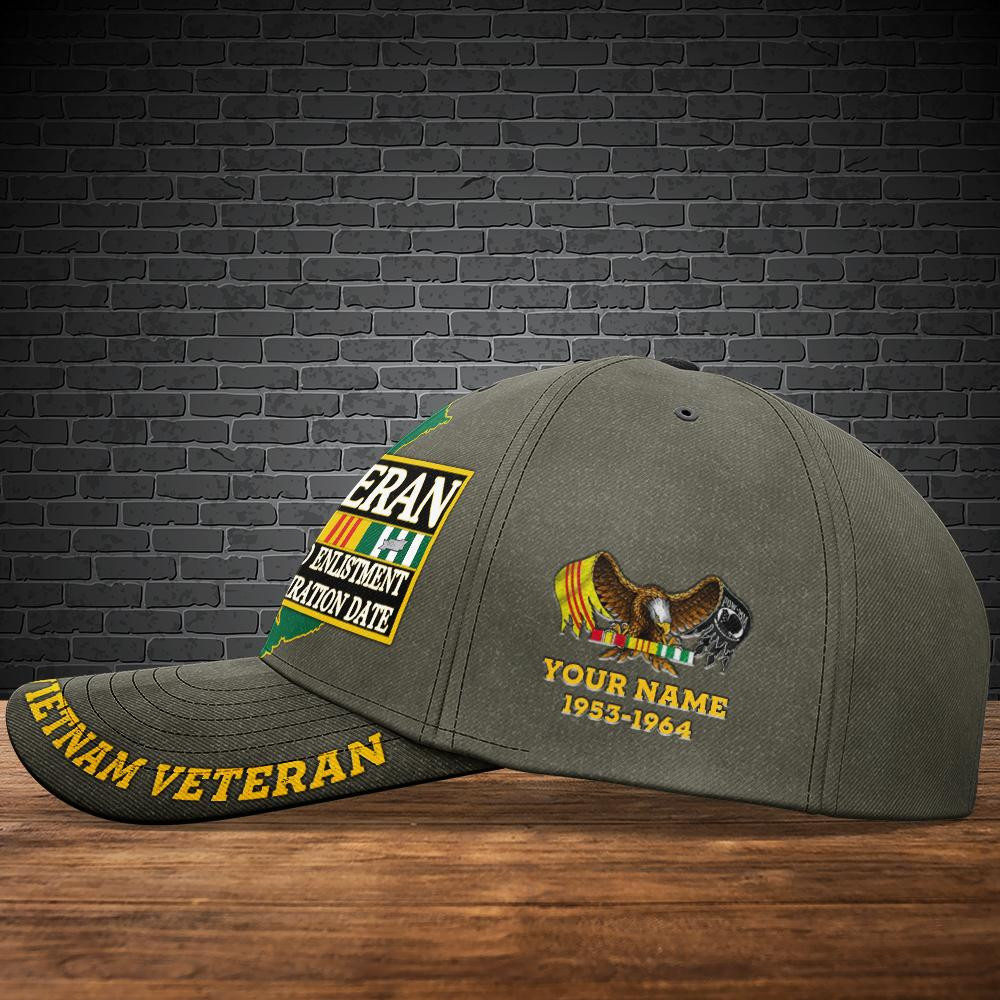 Adeenyc Vietnam Veteran Cap Personalized Your Name And Year In Vietnam, My Oath To Enlistment Has No Expiration Date , Gift For Veterans Trucker Hats Custom Hats Gifts For Men & Women