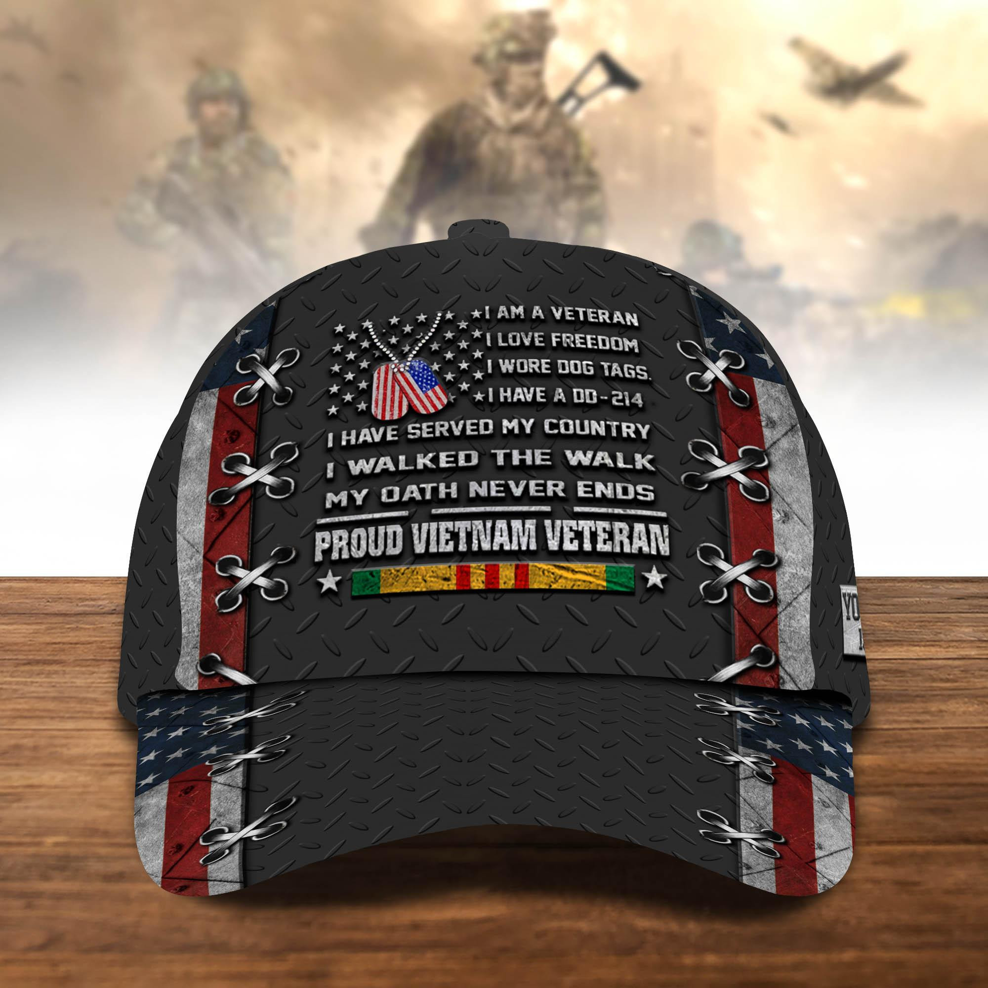 Adeenyc Vietnam Veteran Cap Personalized Your Name And Year In Vietnam, Proud Vietnam Veteran, Gifts For Veterans Trucker Hats Custom Hats Gifts For Men & Women
