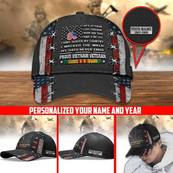 Adeenyc Vietnam Veteran Cap Personalized Your Name And Year In Vietnam, Proud Vietnam Veteran, Gifts For Veterans Trucker Hats Custom Hats Gifts For Men & Women