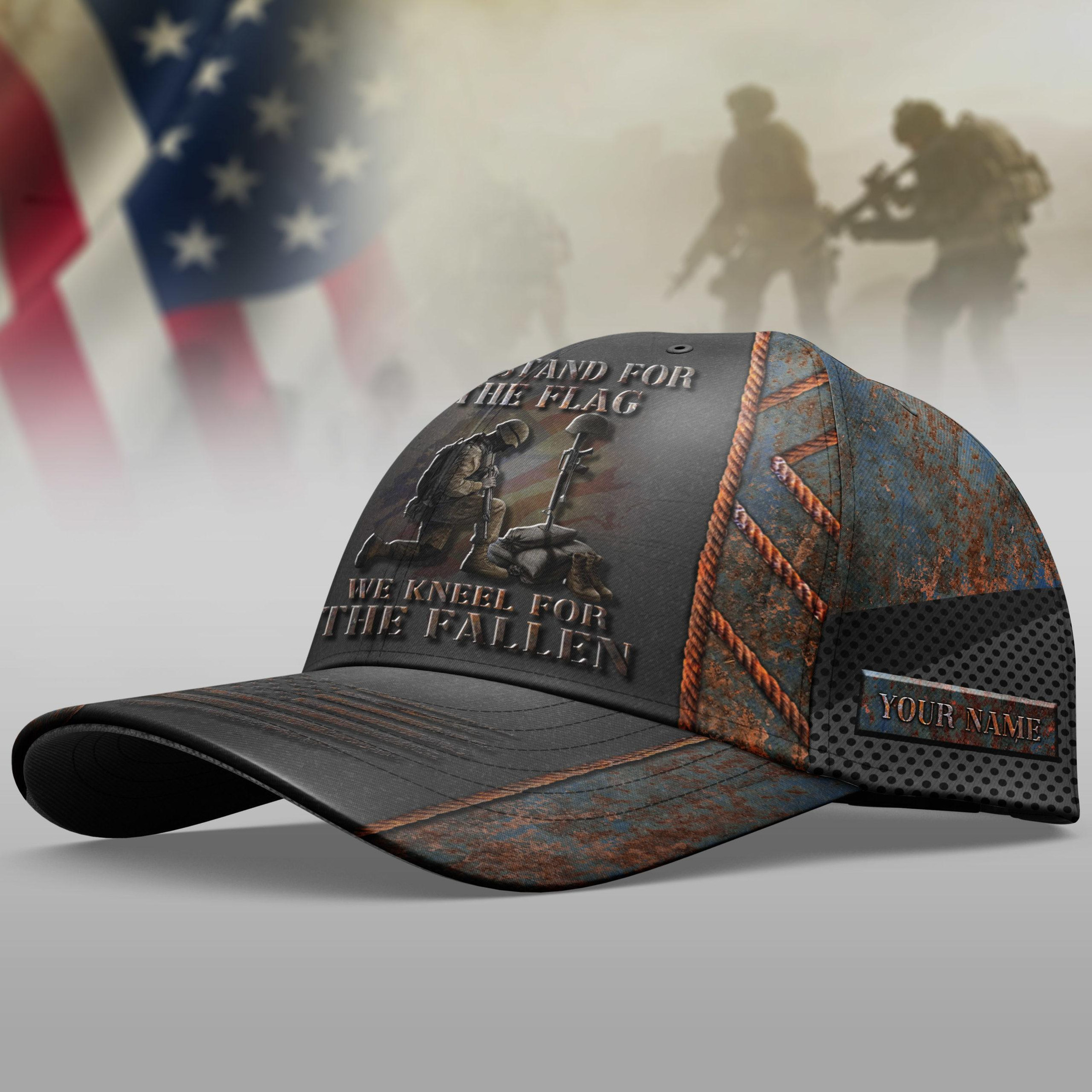 Adeenyc Vietnam Veteran We Stand For The Flag Cap Your Name And Year In Vietnam Trucker Hats Custom Hats Gifts For Men & Women