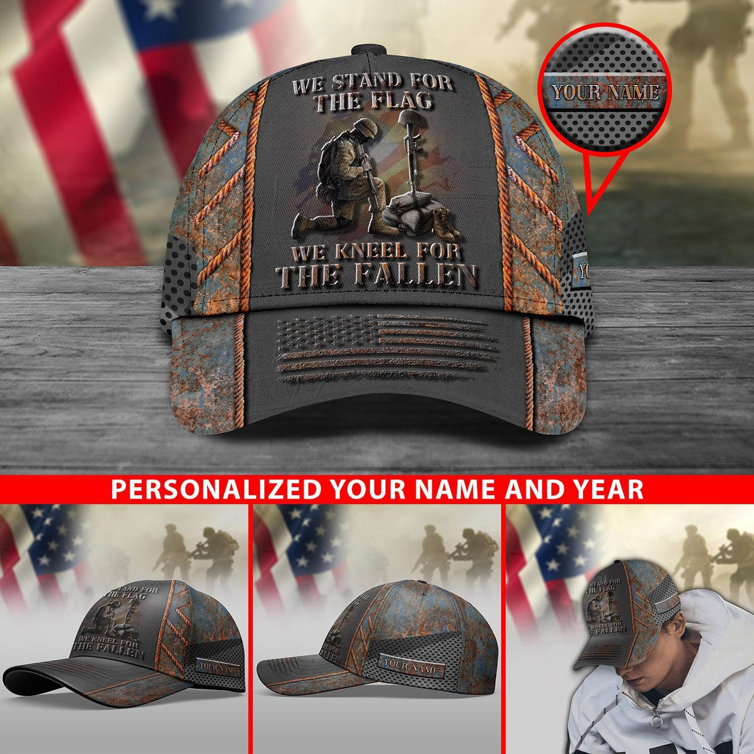 Adeenyc Vietnam Veteran We Stand For The Flag Cap Your Name And Year In Vietnam Trucker Hats Custom Hats Gifts For Men & Women