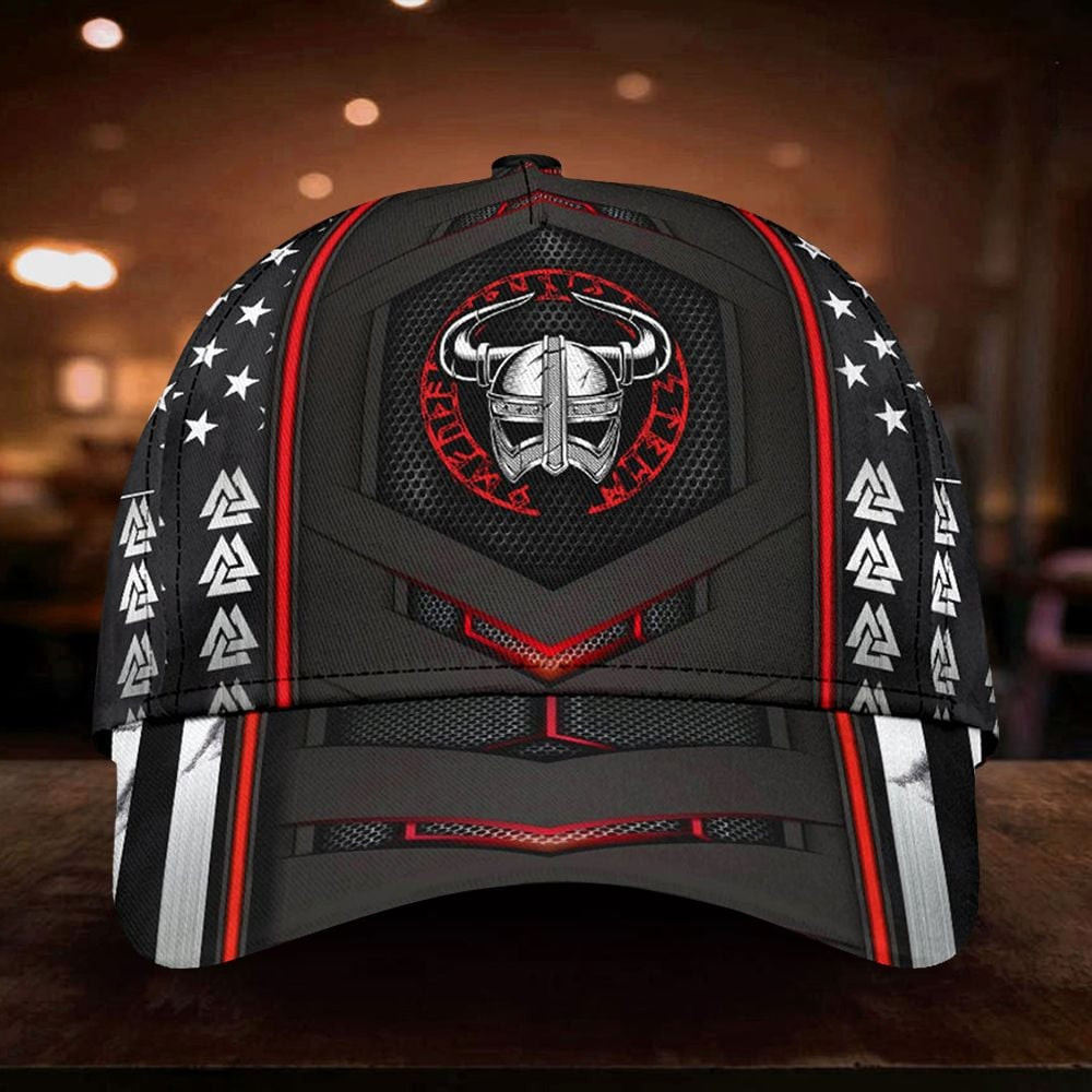 Adeenyc Viking American Flag Classic Cap Logo Unique Viking Merch Gift Ideas For Him Trucker Hats Custom Hats Gifts For Men & Women