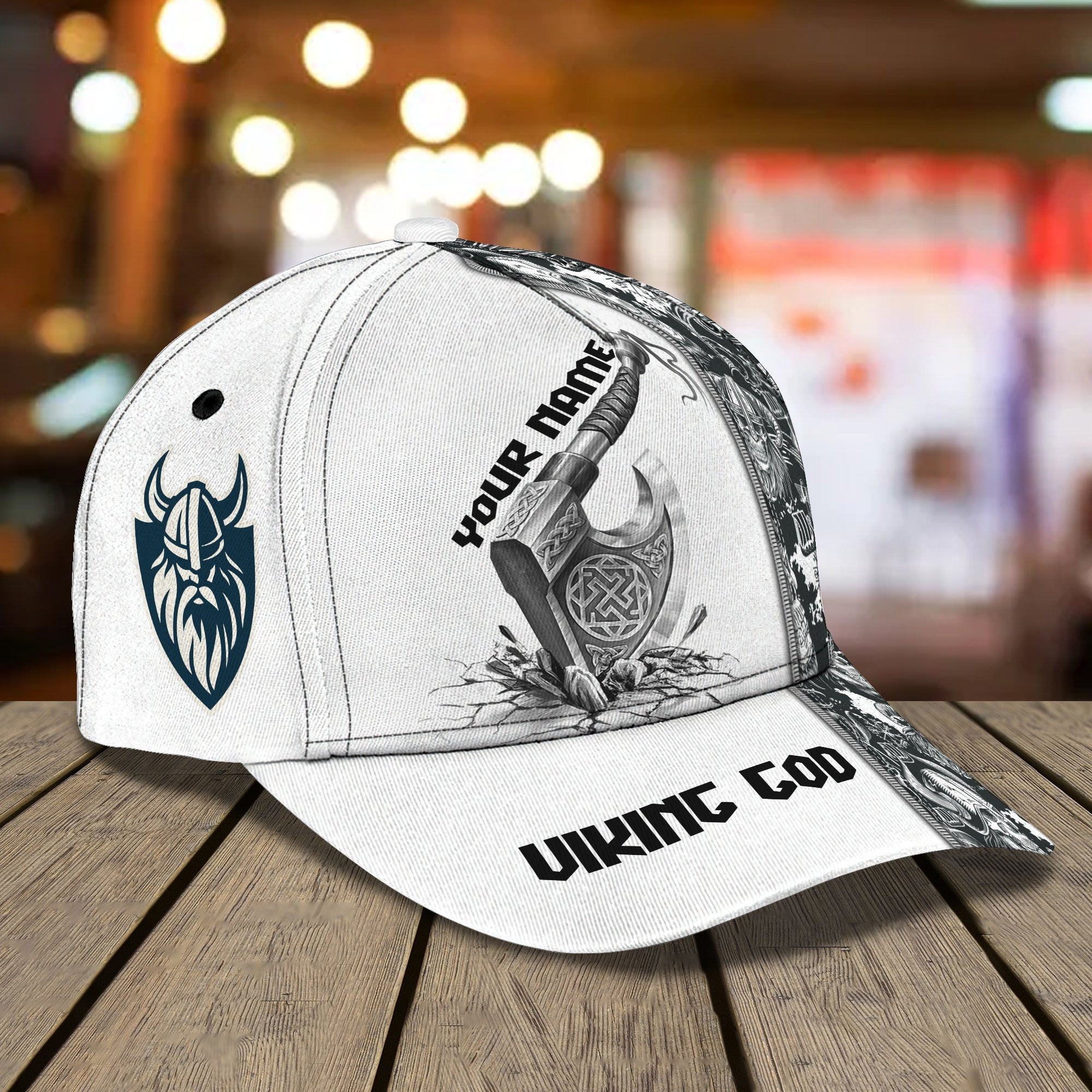 Adeenyc Viking God Personalized Name All Over Print Classic Cap Trucker Hats Custom Hats Gifts For Men & Women