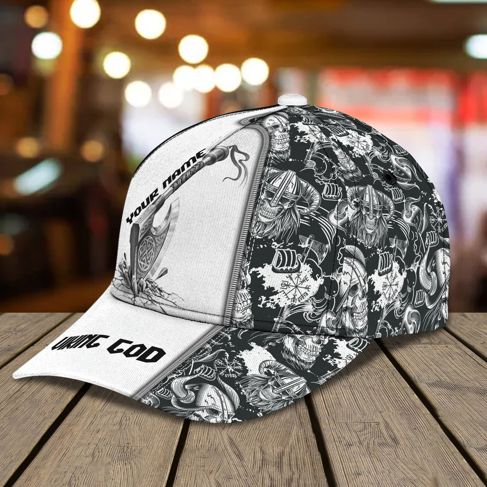 Adeenyc Viking God Personalized Name All Over Print Classic Cap Trucker Hats Custom Hats Gifts For Men & Women