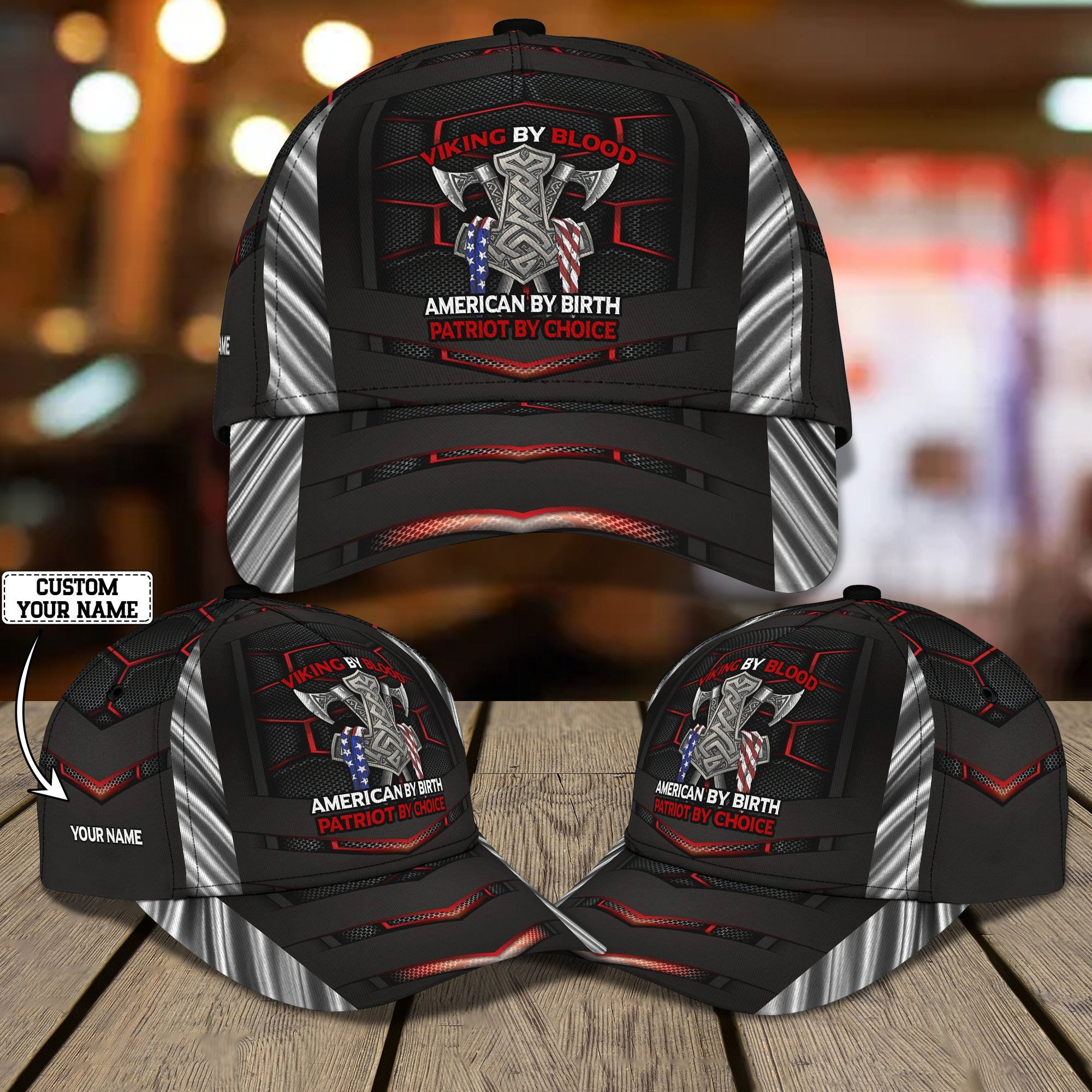 Adeenyc Viking Personalized Name All Over Print Classic Cap Trucker Hats Custom Hats Gifts For Men & Women