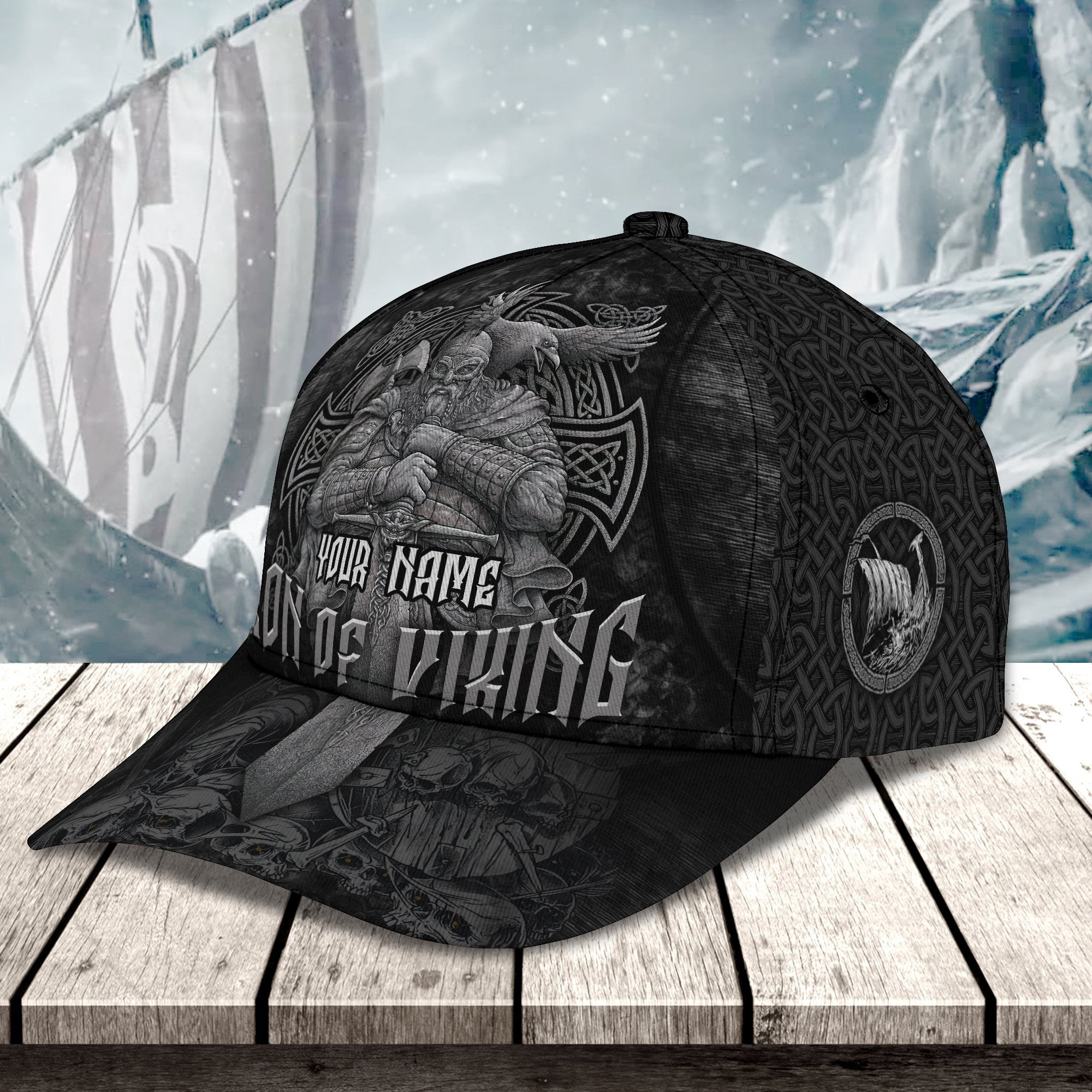 Adeenyc Viking Personalized Name All Over Print Classic Cap Trucker Hats Custom Hats Gifts For Men & Women