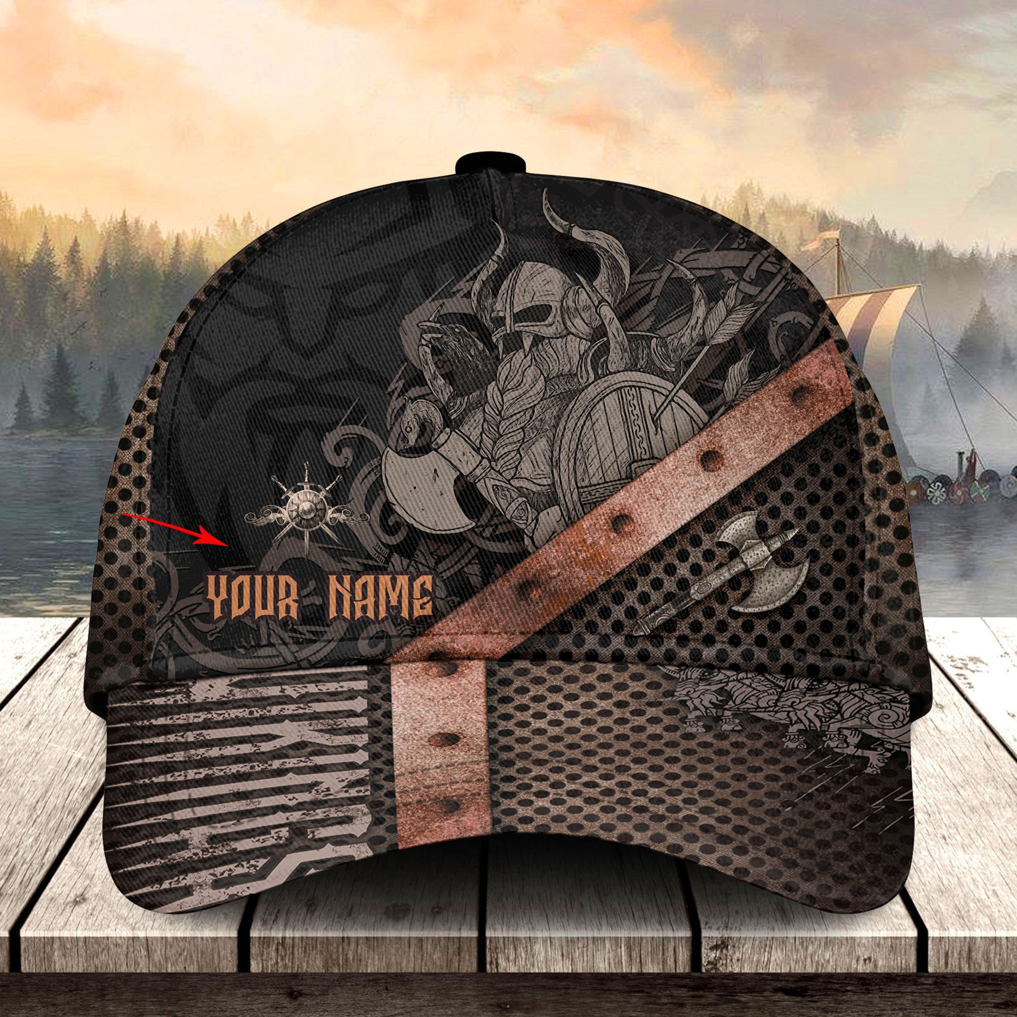 Adeenyc Viking Personalized Name All Over Print Classic Cap Trucker Hats Custom Hats Gifts For Men & Women