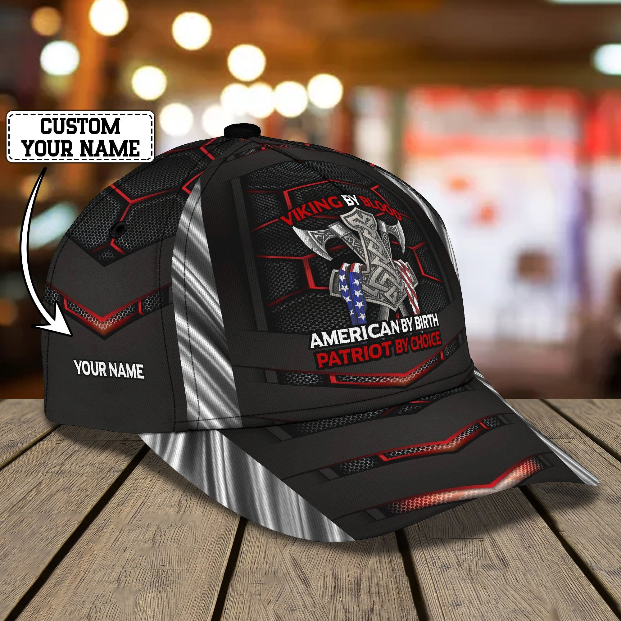 Adeenyc Viking Personalized Name All Over Print Classic Cap Trucker Hats Custom Hats Gifts For Men & Women