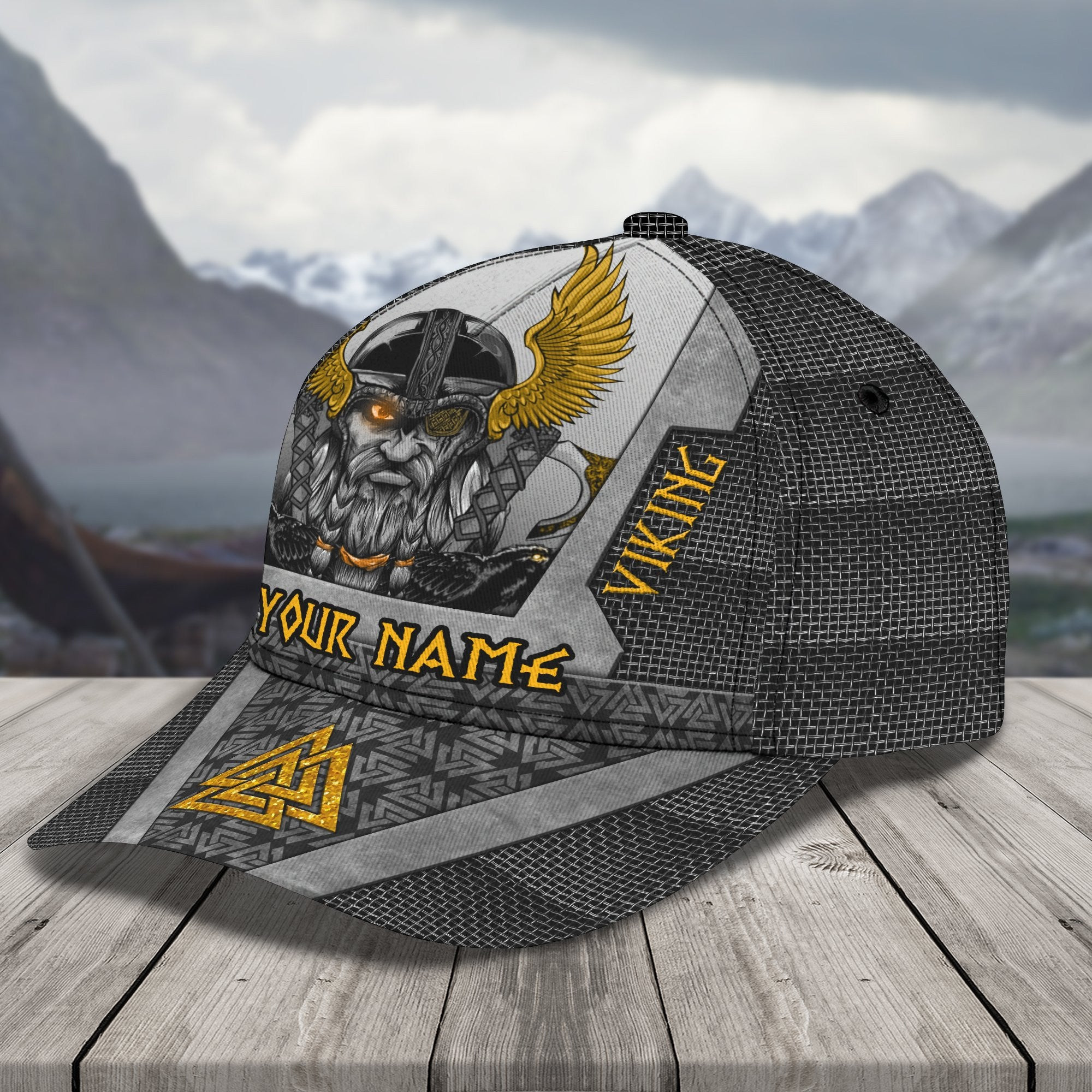 Adeenyc Viking Personalized Name All Over Print Classic Cap Trucker Hats Custom Hats Gifts For Men & Women