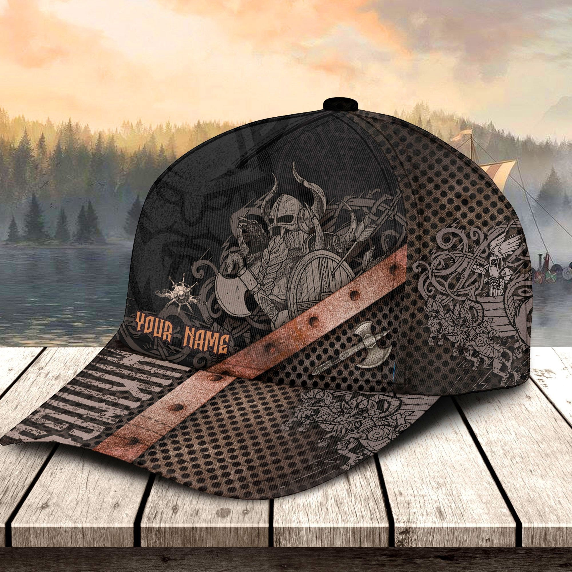 Adeenyc Viking Personalized Name All Over Print Classic Cap Trucker Hats Custom Hats Gifts For Men & Women