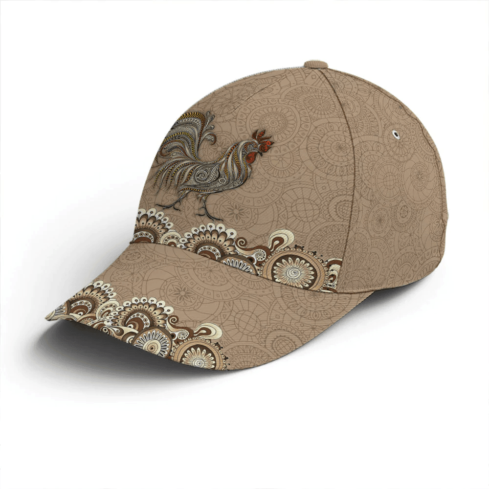 Adeenyc Vintage Floral Rooster Chicken Baseball Cap Trucker Hats Custom Hats Gifts For Men & Women