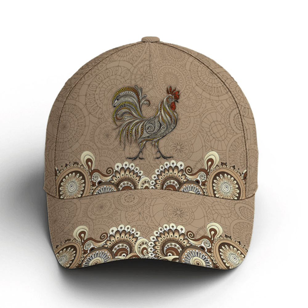 Adeenyc Vintage Floral Rooster Chicken Baseball Cap Trucker Hats Custom Hats Gifts For Men & Women