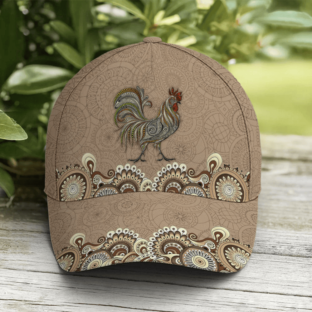 Adeenyc Vintage Floral Rooster Chicken Baseball Cap Trucker Hats Custom Hats Gifts For Men & Women