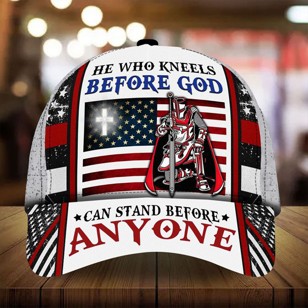 Adeenyc Warrior He Who Kneels Before God Hat Patriotic Hats For Men Gifts For Christian Trucker Hats Custom Hats Gifts For Men & Women