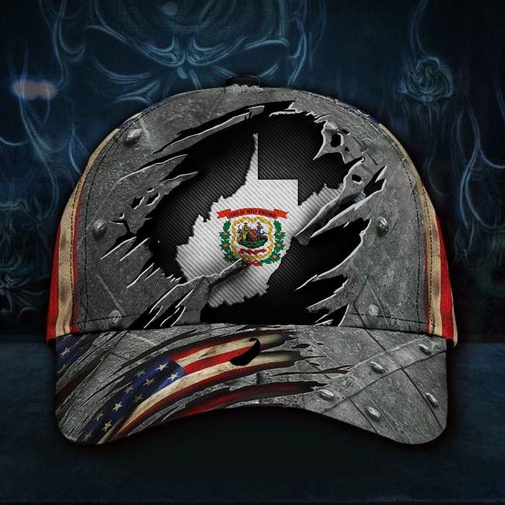 Adeenyc West Virginia State Flag Hat Vintage American Flag Embroidery Classic Cap Gifts For Dad To Be From Wife Trucker Hats Custom Hats Gifts For Men & Women