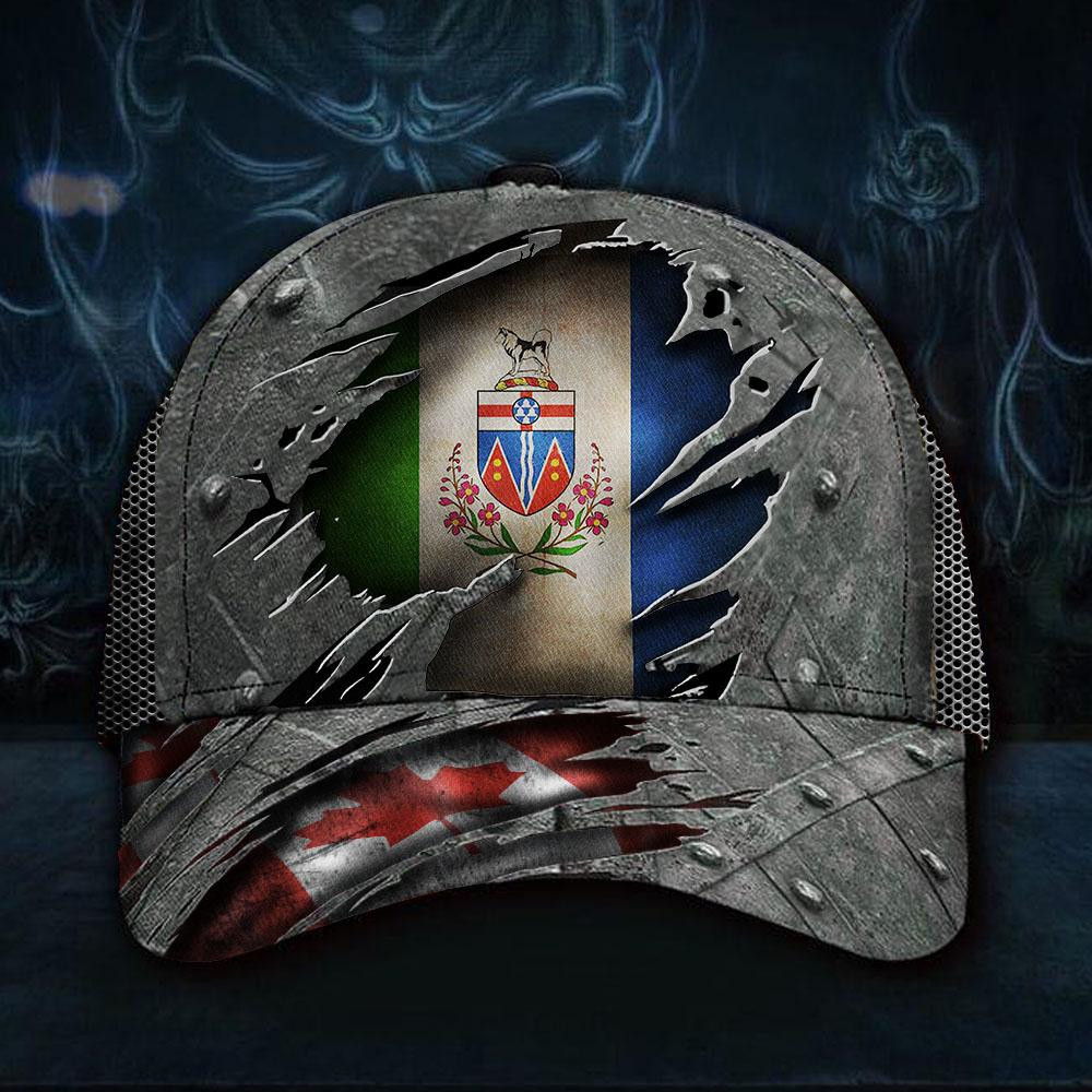 Adeenyc Yukon Territory 3D Hat Canada Flag Vintage Hat For Canadian Men Gift Classic Cap Trucker Hats Custom Hats Gifts For Men & Women