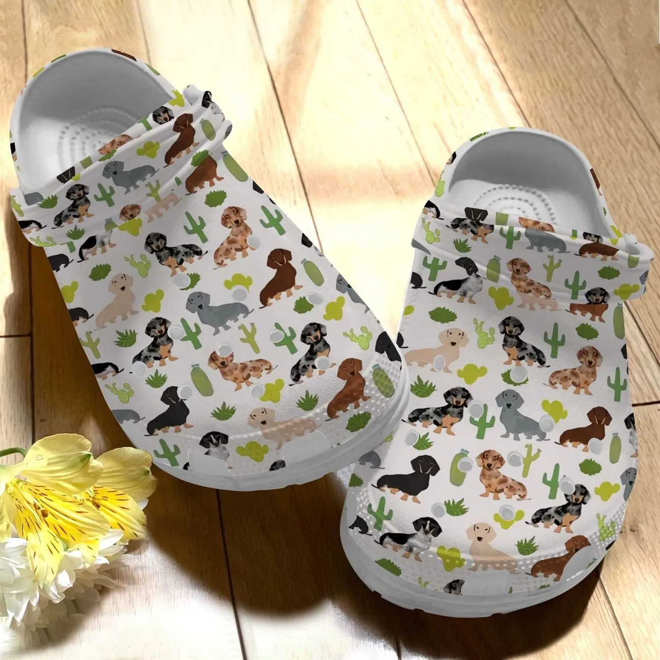 Adorable Dachshund With Cactus Crocs Crocband Clogs Shoes Comfortable For Men Women and Kids