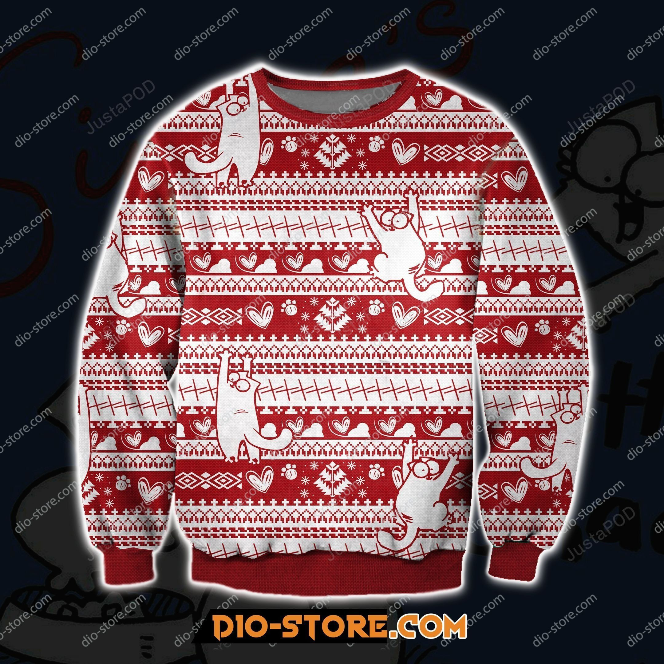 Adorable Simons Cat 3D All Over Print Ugly Christmas Sweater Adult 3D Funny Matching for family