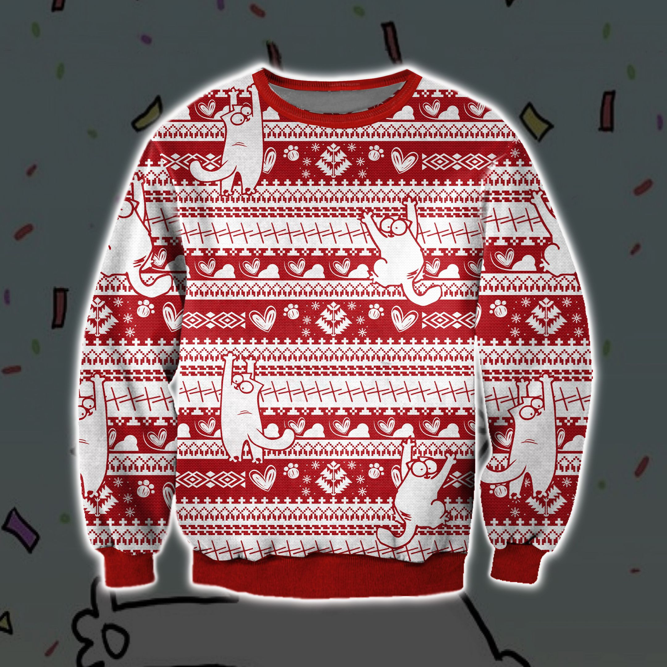 Adorable Simon'S Cat 3D All Over Print Ugly Christmas Sweater Adult 3D Funny Matching for family