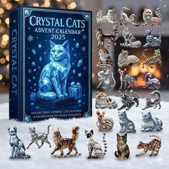 Advent Calendar Christmas Ornament 2025 Crystal Cat Acrylic Decor Set Elegant Feline Figurine Collection Gift for Cat Lovers - Image 7