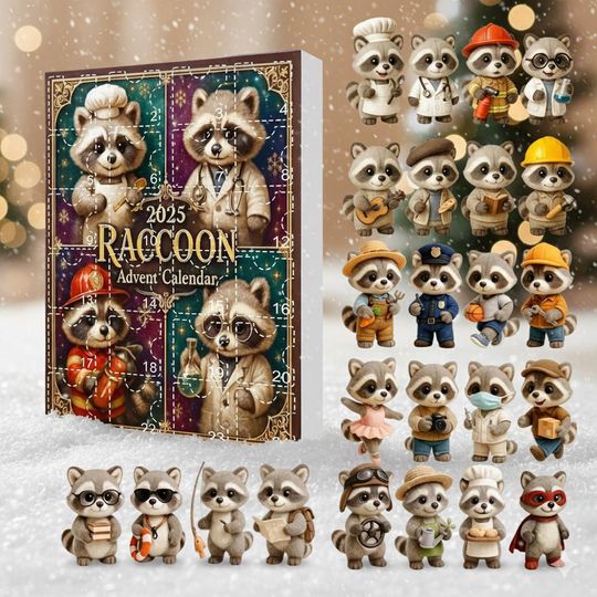 Advent Calendar Christmas Ornament Cute Raccoon Acrylic Decor Set 2025 Woodland Animal Figurines Holiday Countdown Gift for Kids - Image 8