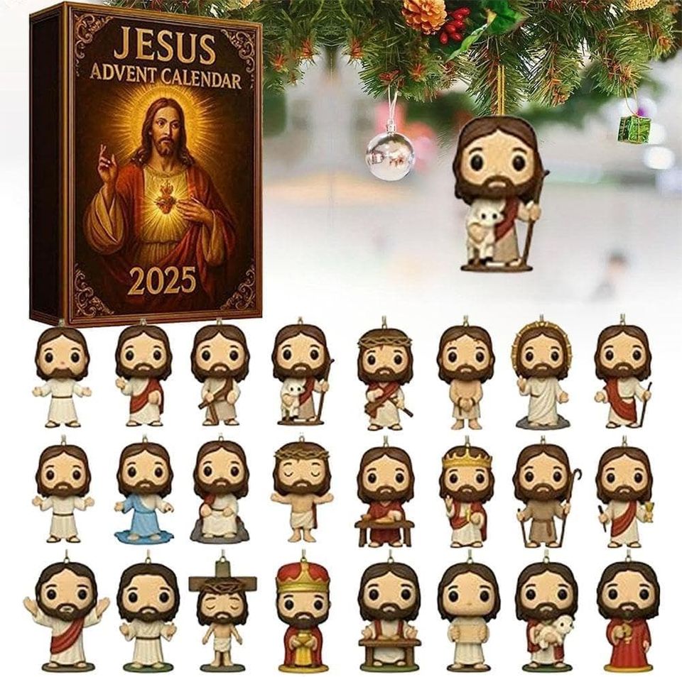 Advent of Jesus 2D Acrylic Advent Calendar 2025, Nativity Scene Christmas Countdown with 24 Figurines