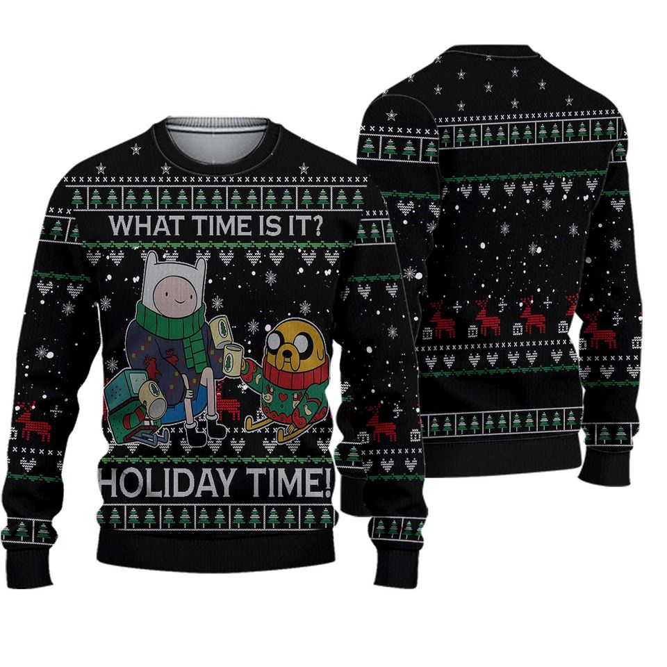 Adventure Time Ugly Christmas Sweater, Jinn And Jake Ugly Sweater
