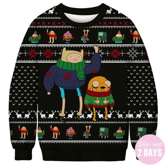 Adventure Time Ugly Christmas Sweater Ugly Sweatshirt - Image 2