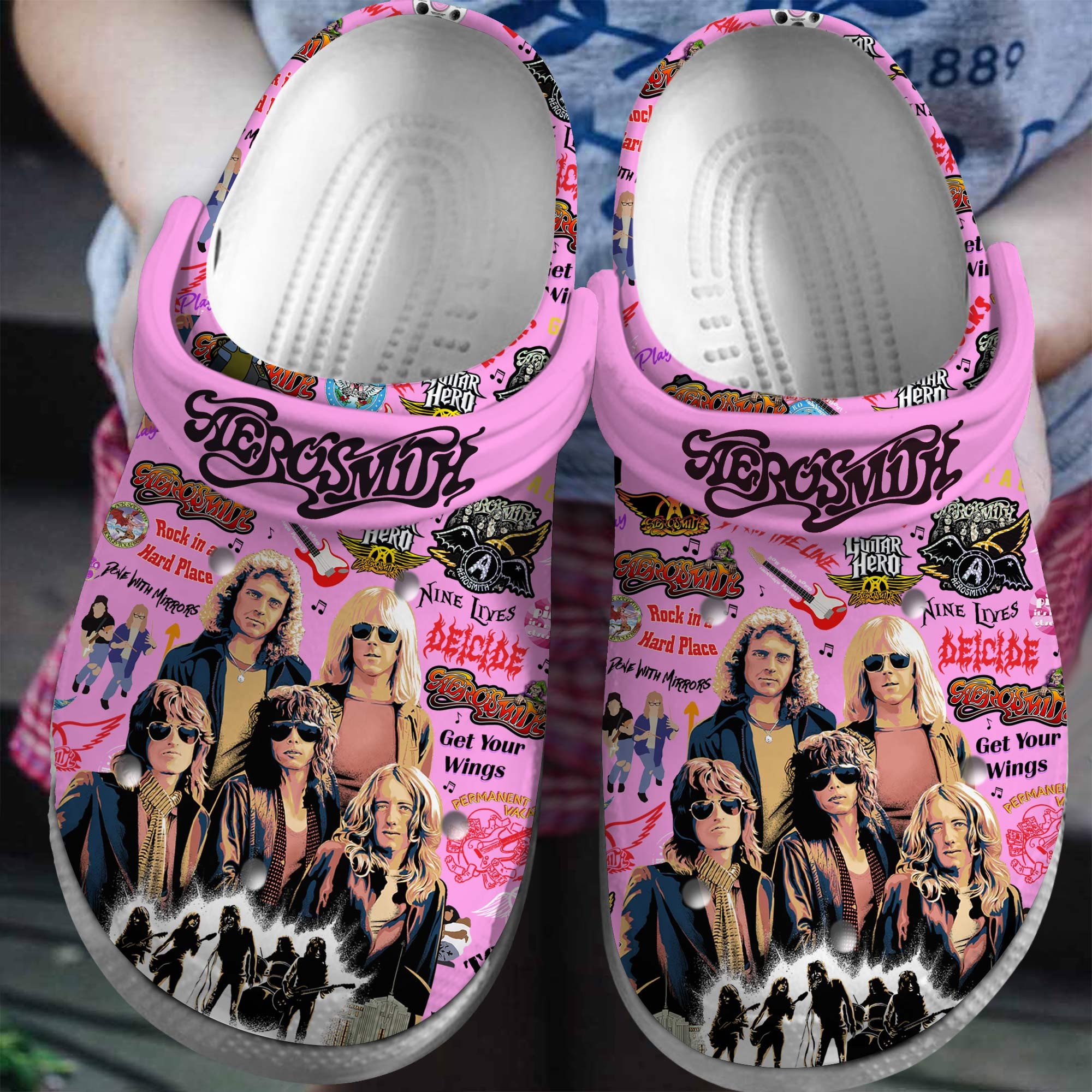 Aerosmith Band Music Crocs Crocband Clogs Shoes Comfortable For Men Women and Kids